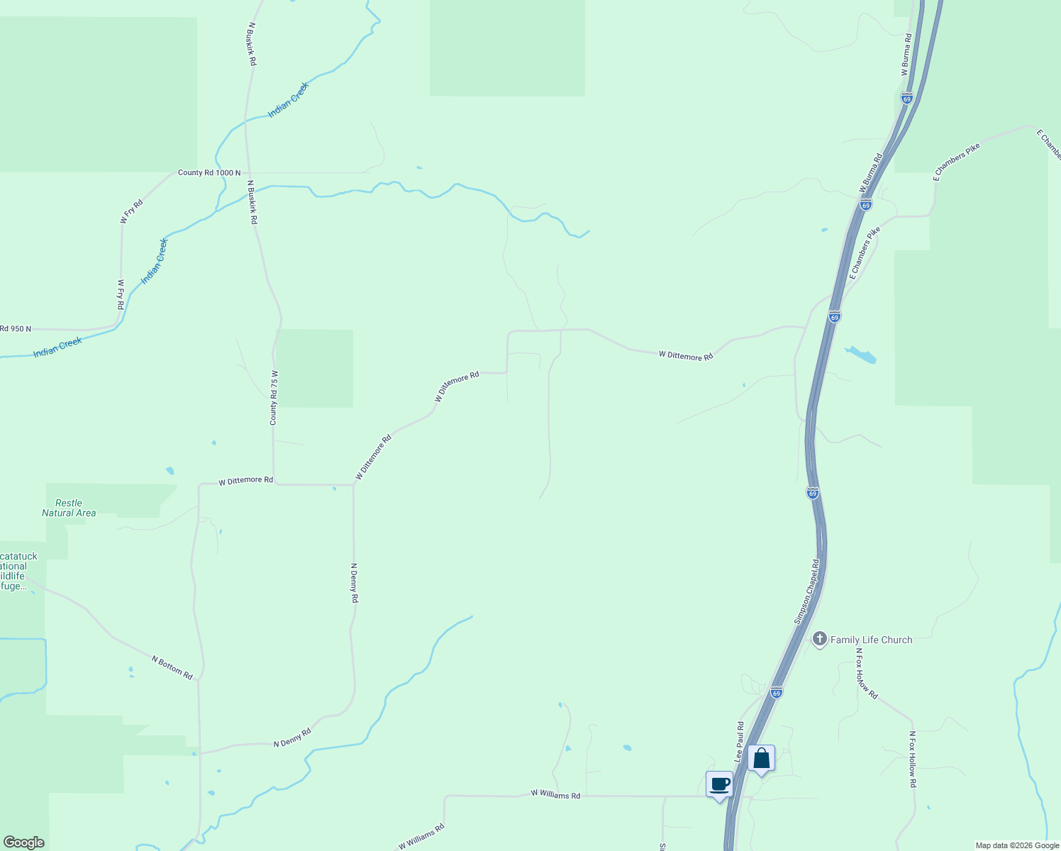 map of restaurants, bars, coffee shops, grocery stores, and more near 8131 Collier Cemetery Road in Bloomington