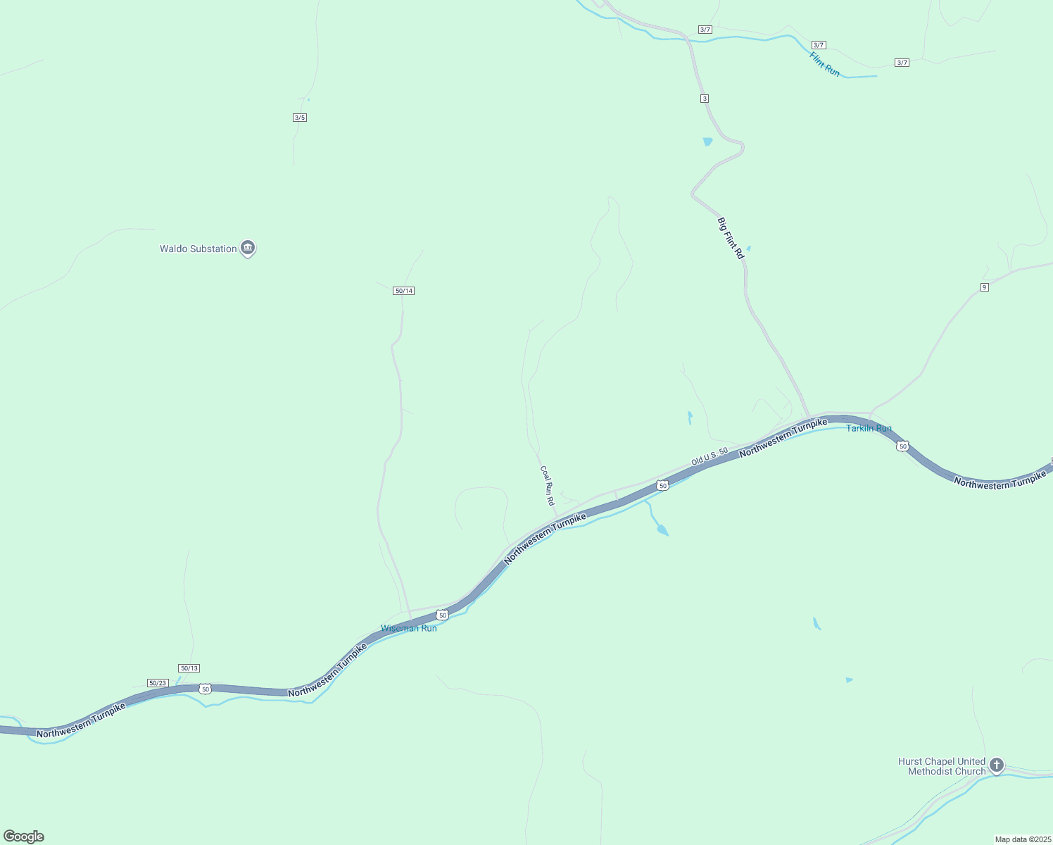 map of restaurants, bars, coffee shops, grocery stores, and more near Coal Run Road in Doddridge County