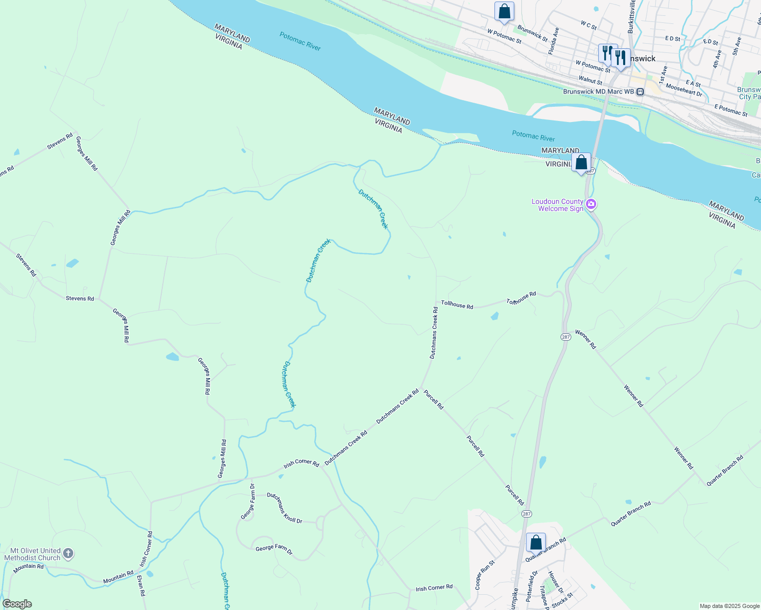map of restaurants, bars, coffee shops, grocery stores, and more near 39088 Twincreek Lane in Lovettsville