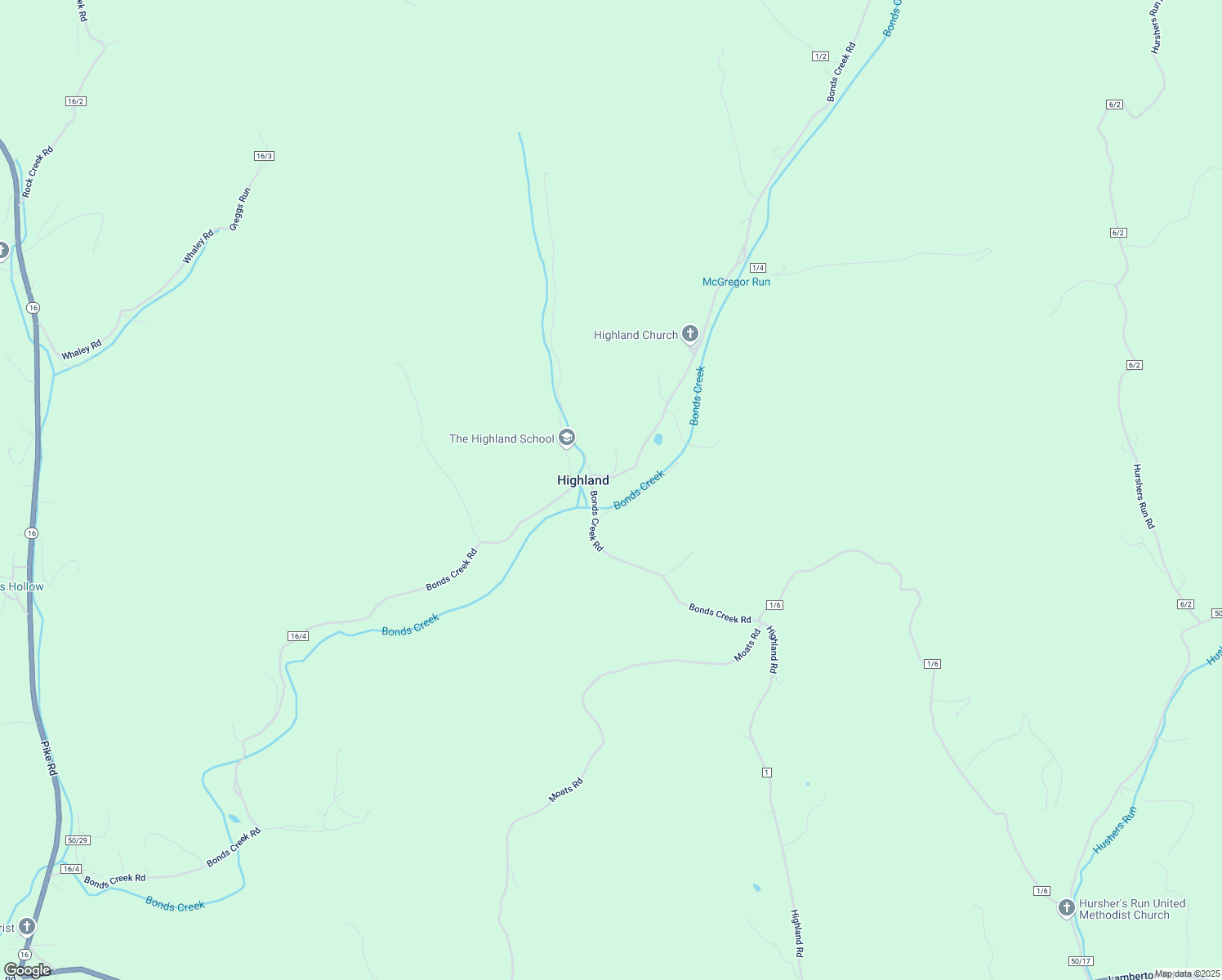 map of restaurants, bars, coffee shops, grocery stores, and more near 2372 Bonds Creek Road in Pennsboro