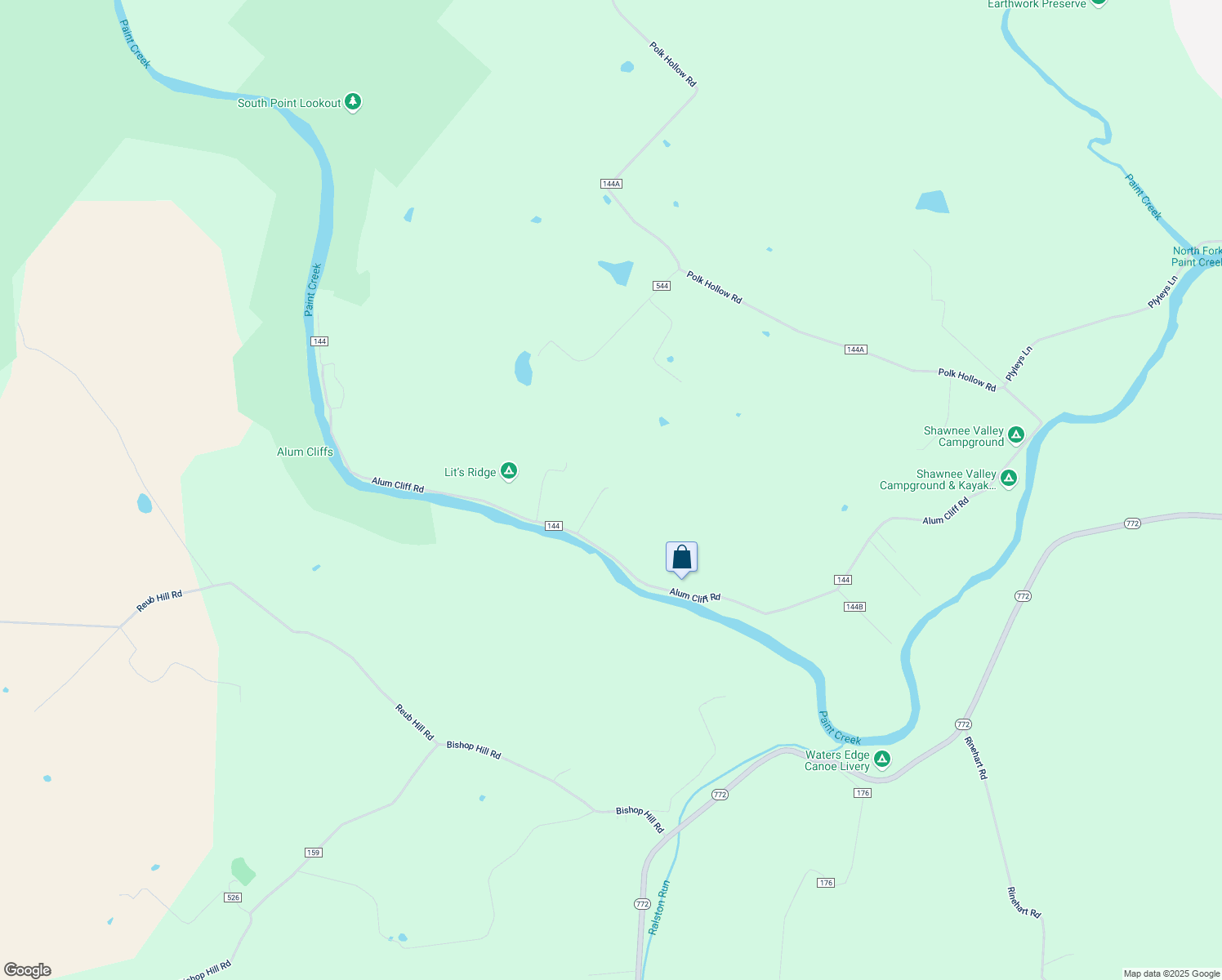 map of restaurants, bars, coffee shops, grocery stores, and more near 1728 Alum Cliff Road in Chillicothe