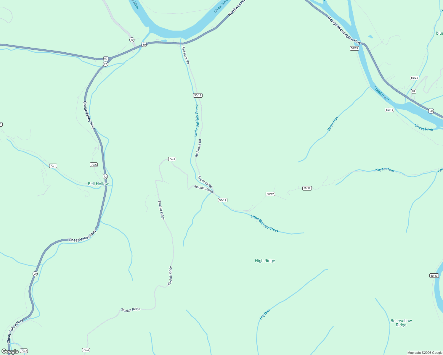 map of restaurants, bars, coffee shops, grocery stores, and more near Red Rock Road in Rowlesburg