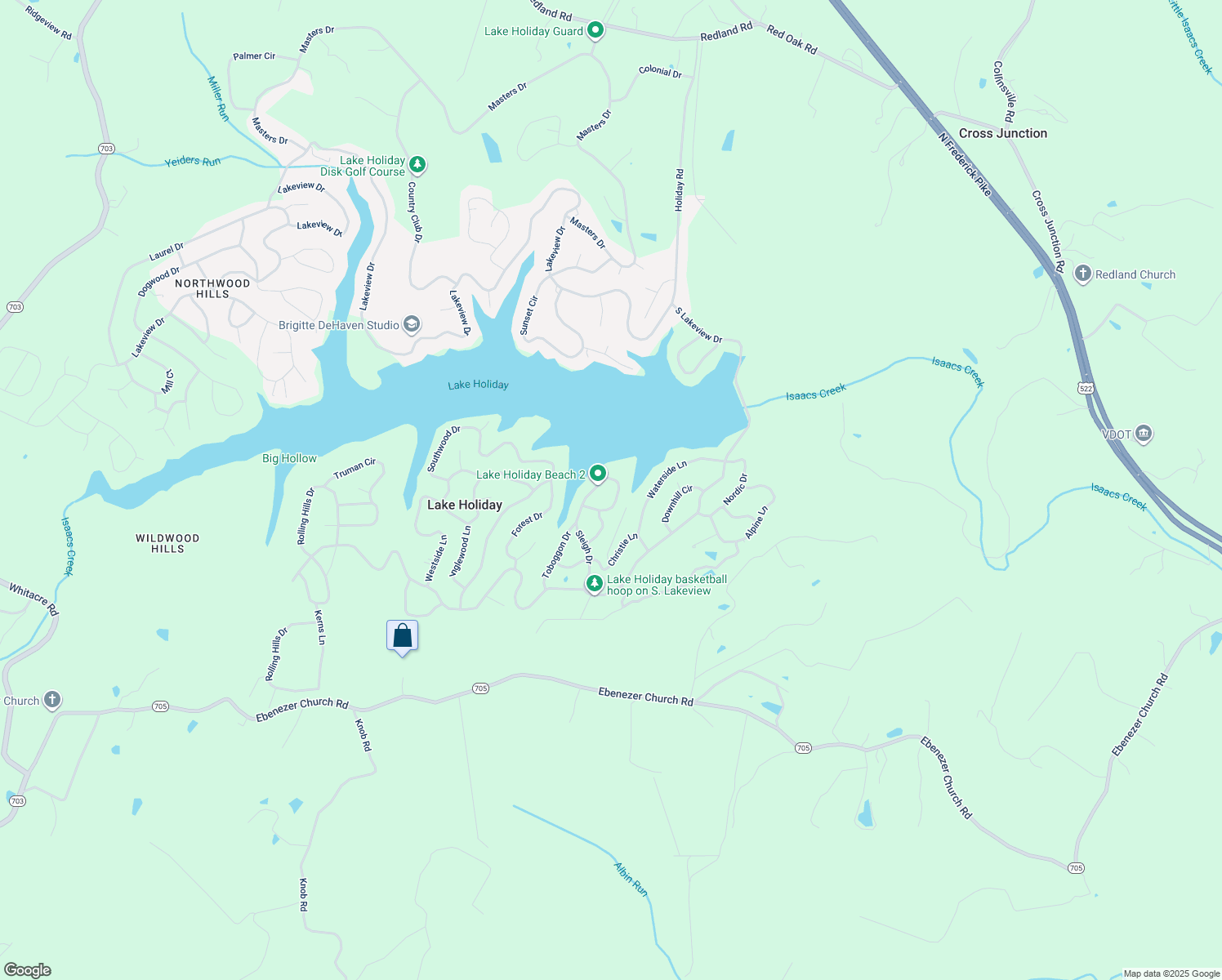 map of restaurants, bars, coffee shops, grocery stores, and more near 514 Sleigh Drive in Cross Junction