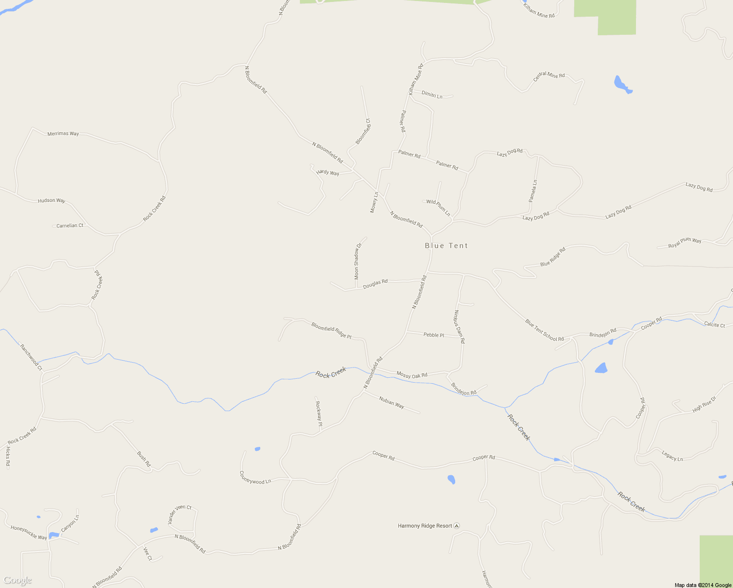 map of restaurants, bars, coffee shops, grocery stores, and more near 18125 Douglas Road in Nevada City