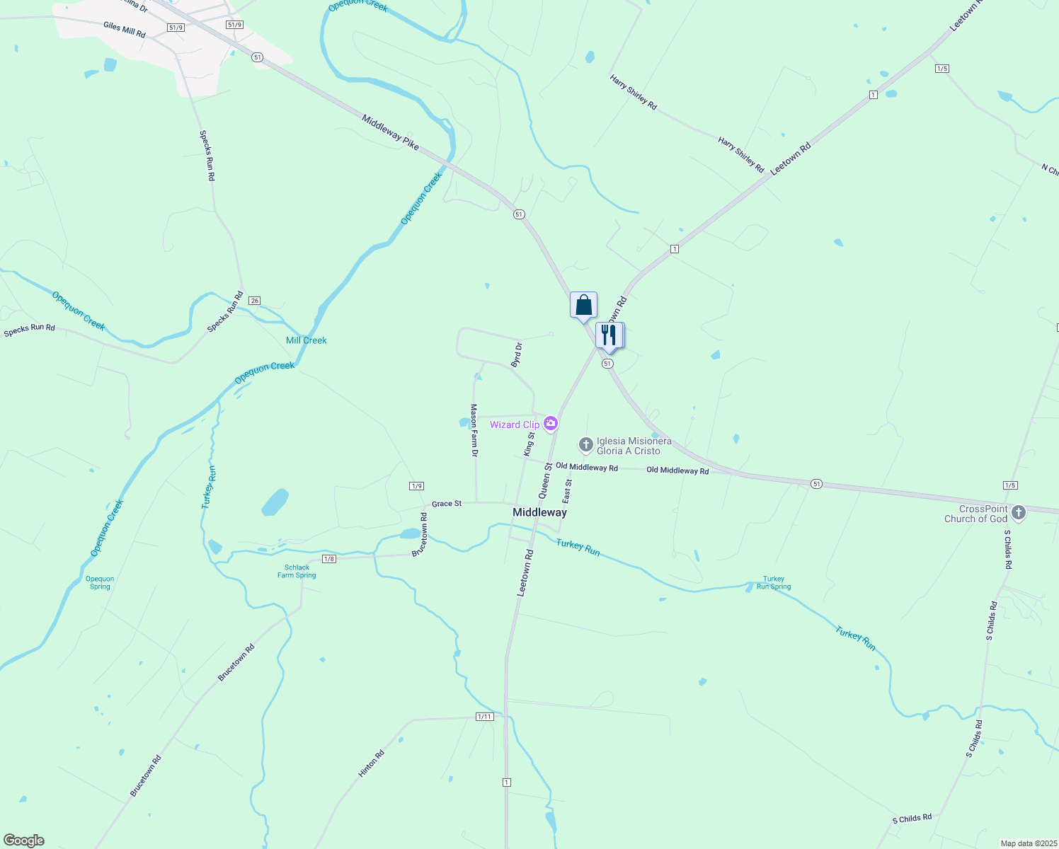 map of restaurants, bars, coffee shops, grocery stores, and more near 369 King St in Jefferson