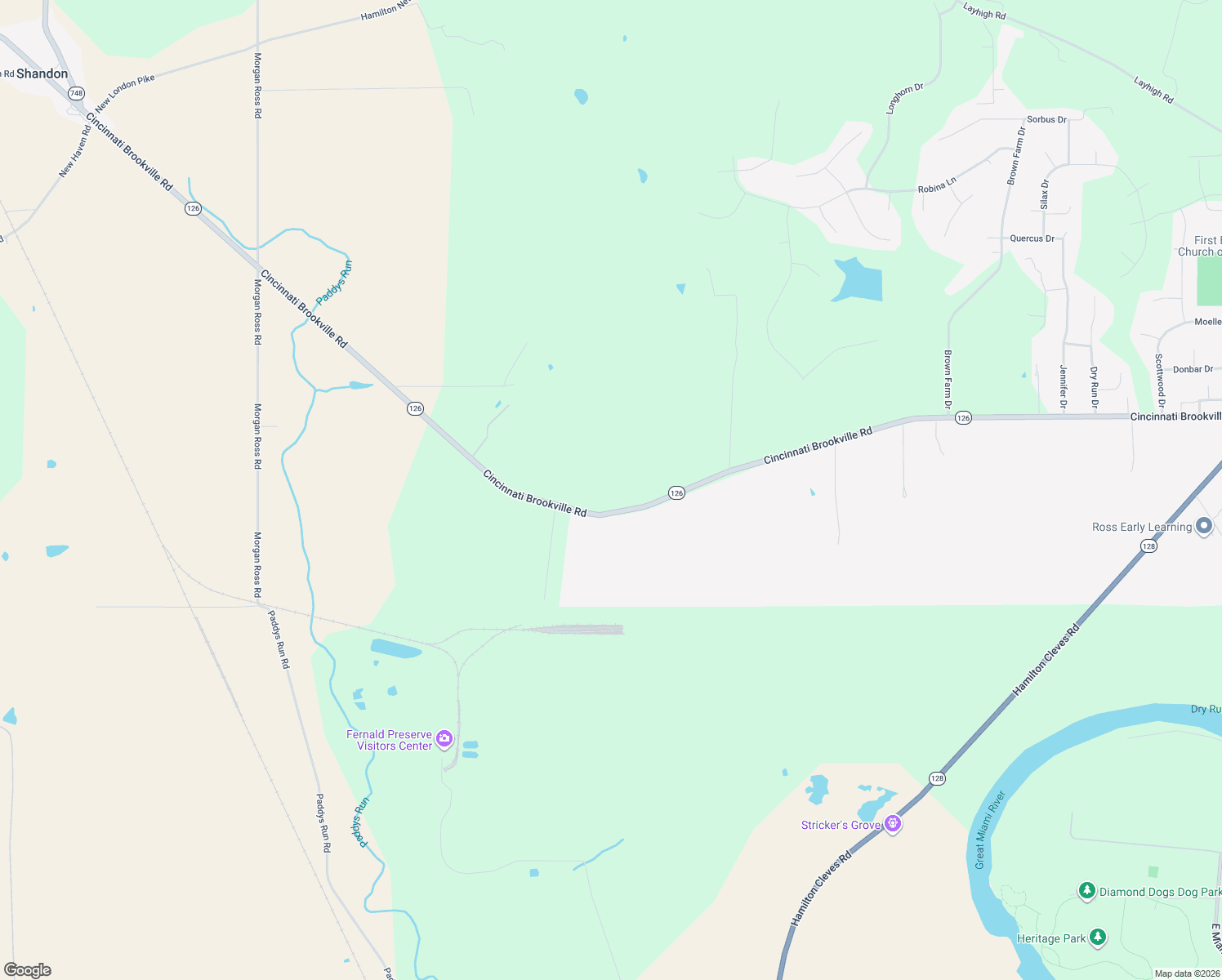 map of restaurants, bars, coffee shops, grocery stores, and more near 3705 Cincinnati Brookville Road in Ross