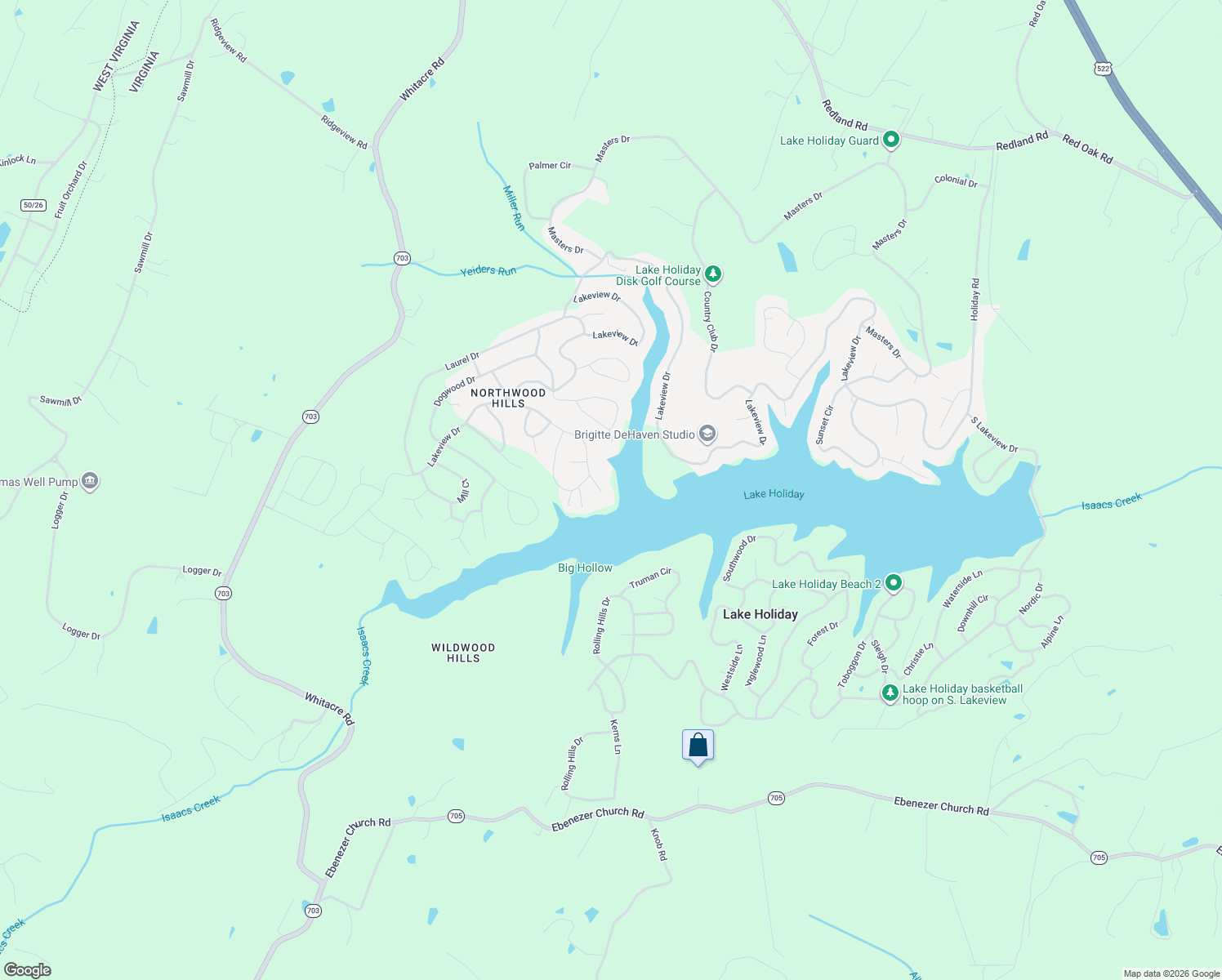 map of restaurants, bars, coffee shops, grocery stores, and more near 107 Vista Court in Cross Junction