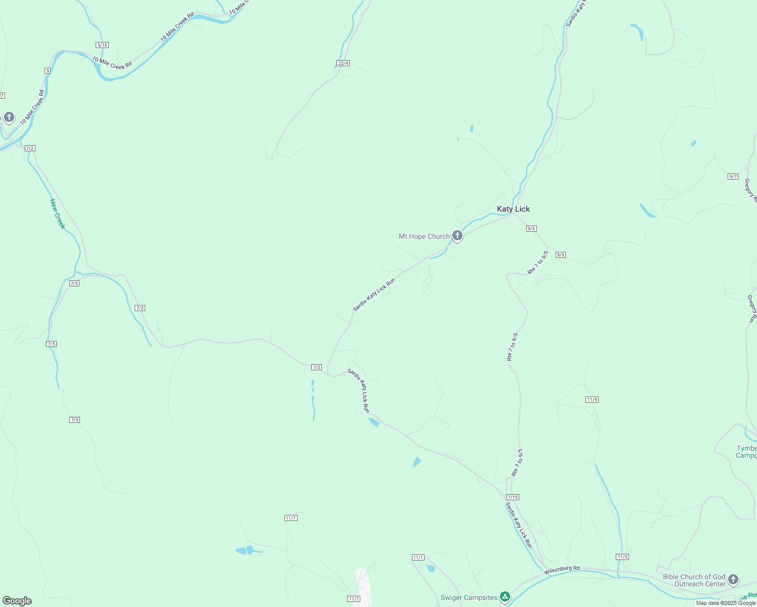 map of restaurants, bars, coffee shops, grocery stores, and more near 1834 Sardis-Katy Lick Run in Clarksburg