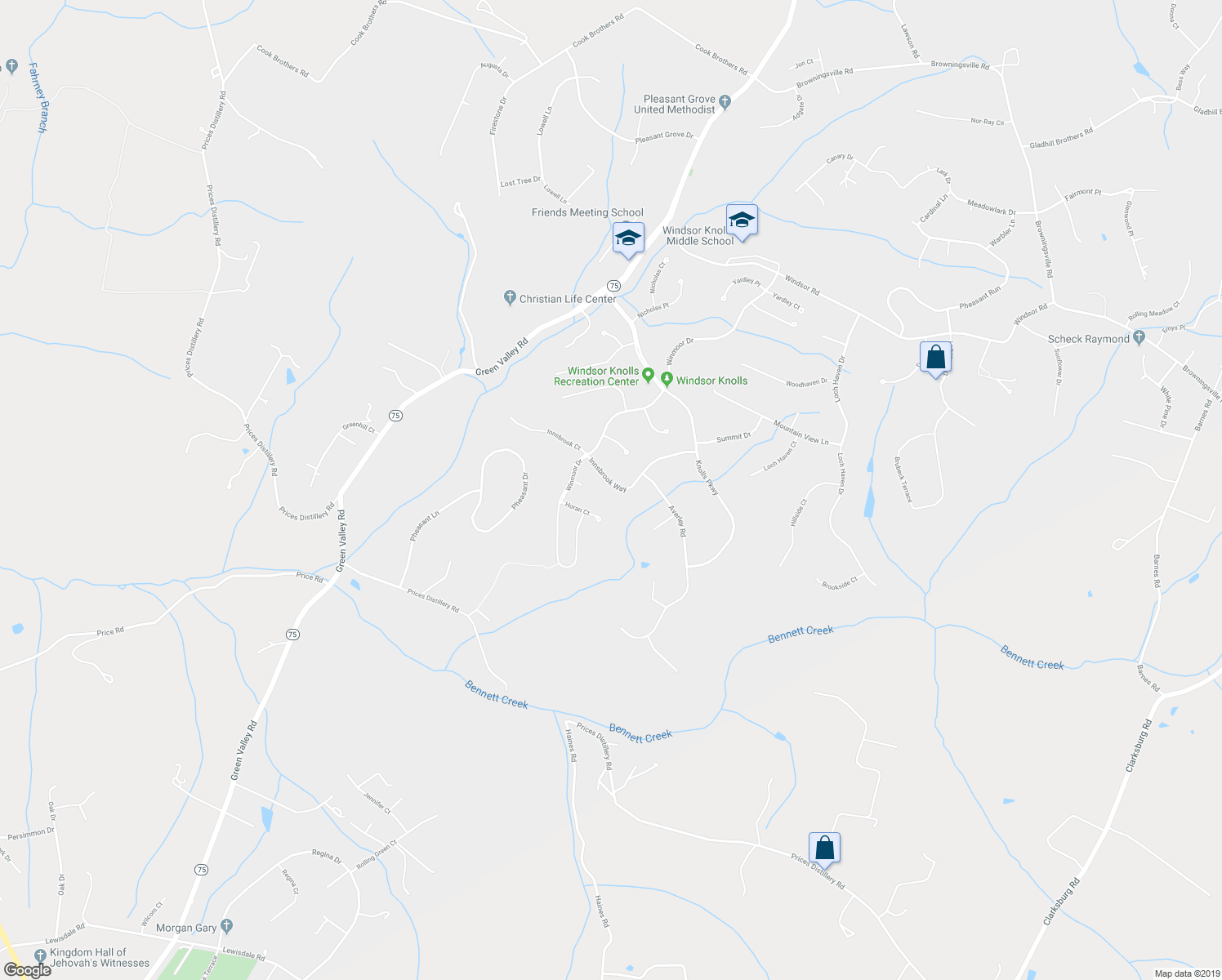 map of restaurants, bars, coffee shops, grocery stores, and more near 11127 Innsbrook Way in Ijamsville