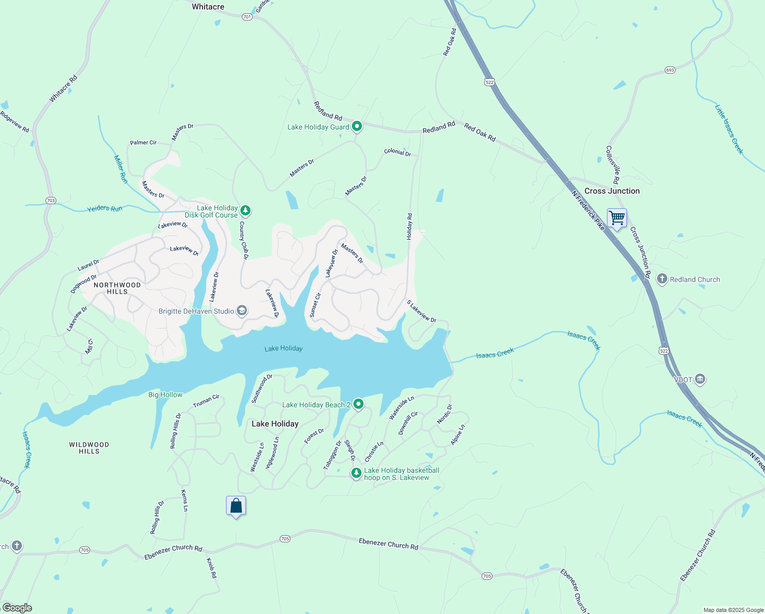 map of restaurants, bars, coffee shops, grocery stores, and more near 118 Greenwood Court in Cross Junction