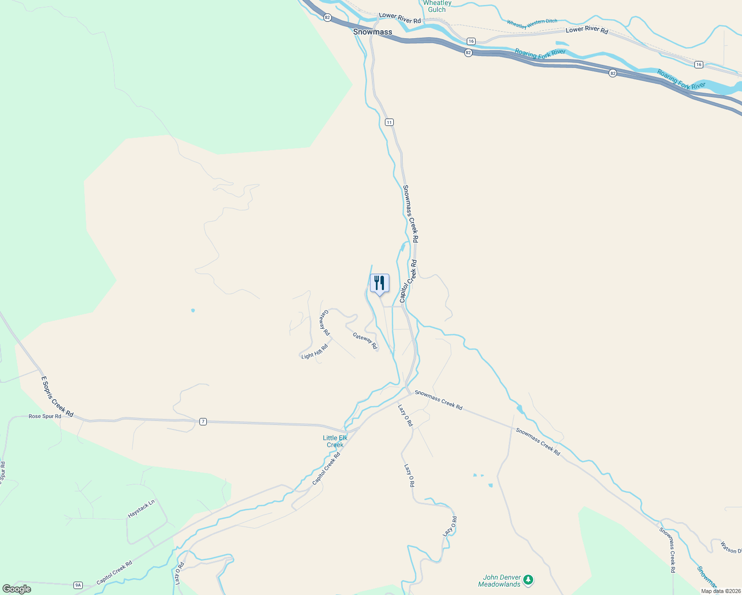 map of restaurants, bars, coffee shops, grocery stores, and more near 280 Gateway Rd in Snowmass