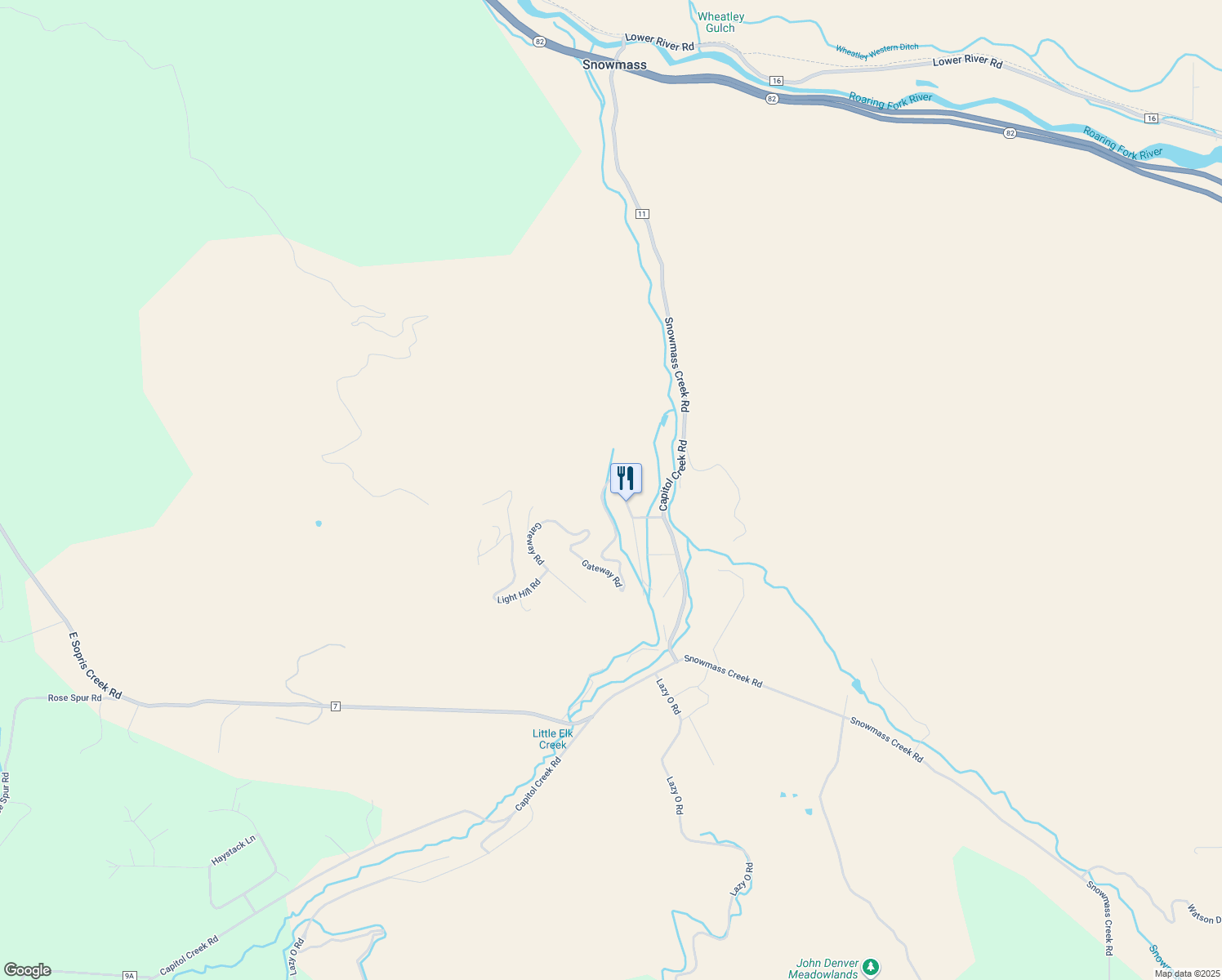 map of restaurants, bars, coffee shops, grocery stores, and more near 280 Gateway Road in Snowmass
