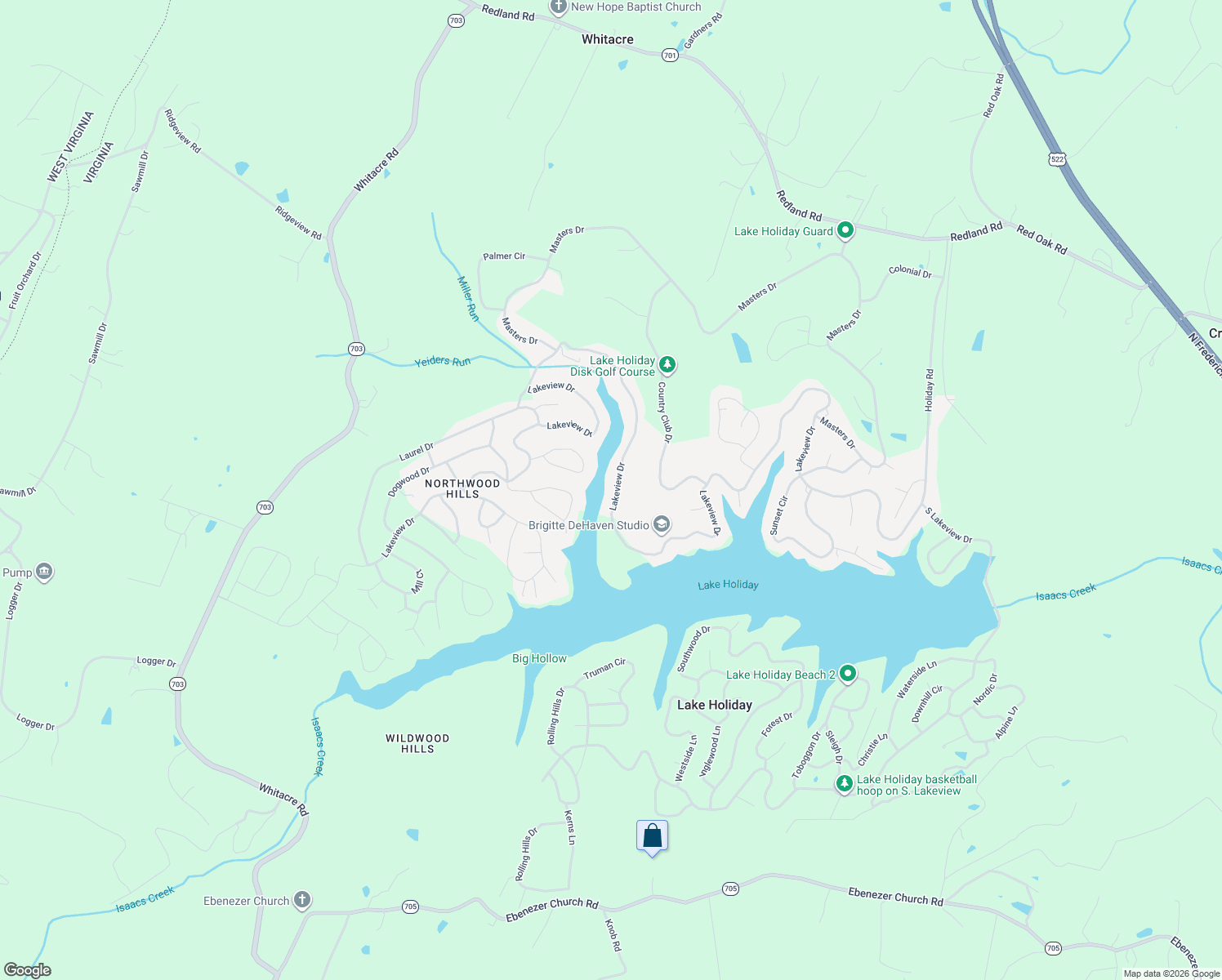 map of restaurants, bars, coffee shops, grocery stores, and more near 1062 Lakeview Drive in Cross Junction