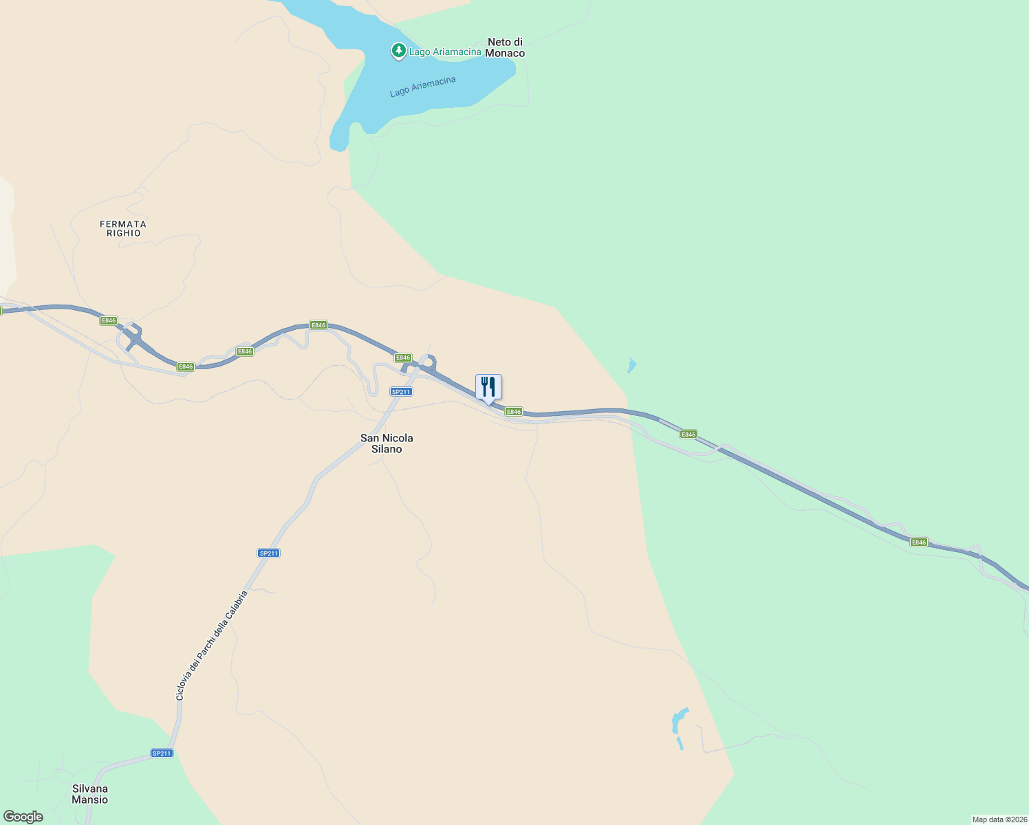 map of restaurants, bars, coffee shops, grocery stores, and more near Strada Statale 107 Silana Crotonese in Provincia di Cosenza