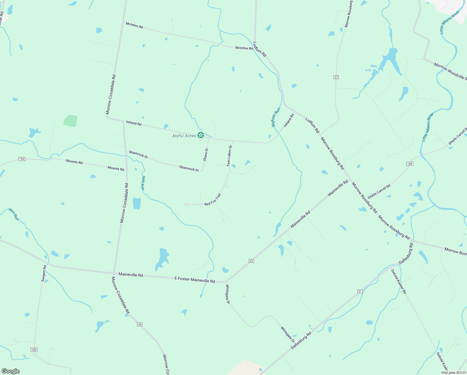 map of restaurants, bars, coffee shops, grocery stores, and more near 3412 Gray Fox Trail in Morrow