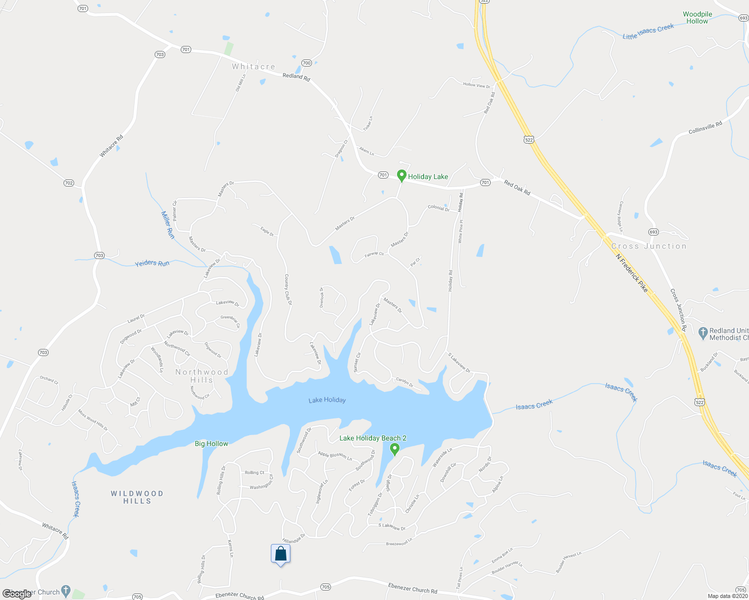 map of restaurants, bars, coffee shops, grocery stores, and more near 519 Lakeview Drive in Cross Junction