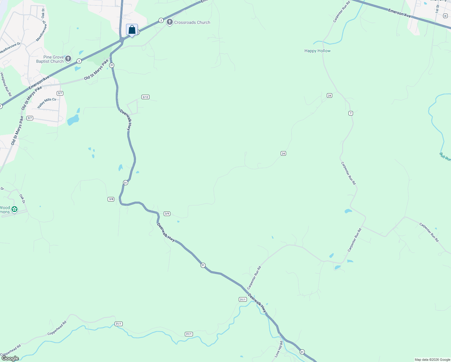 map of restaurants, bars, coffee shops, grocery stores, and more near in Waverly