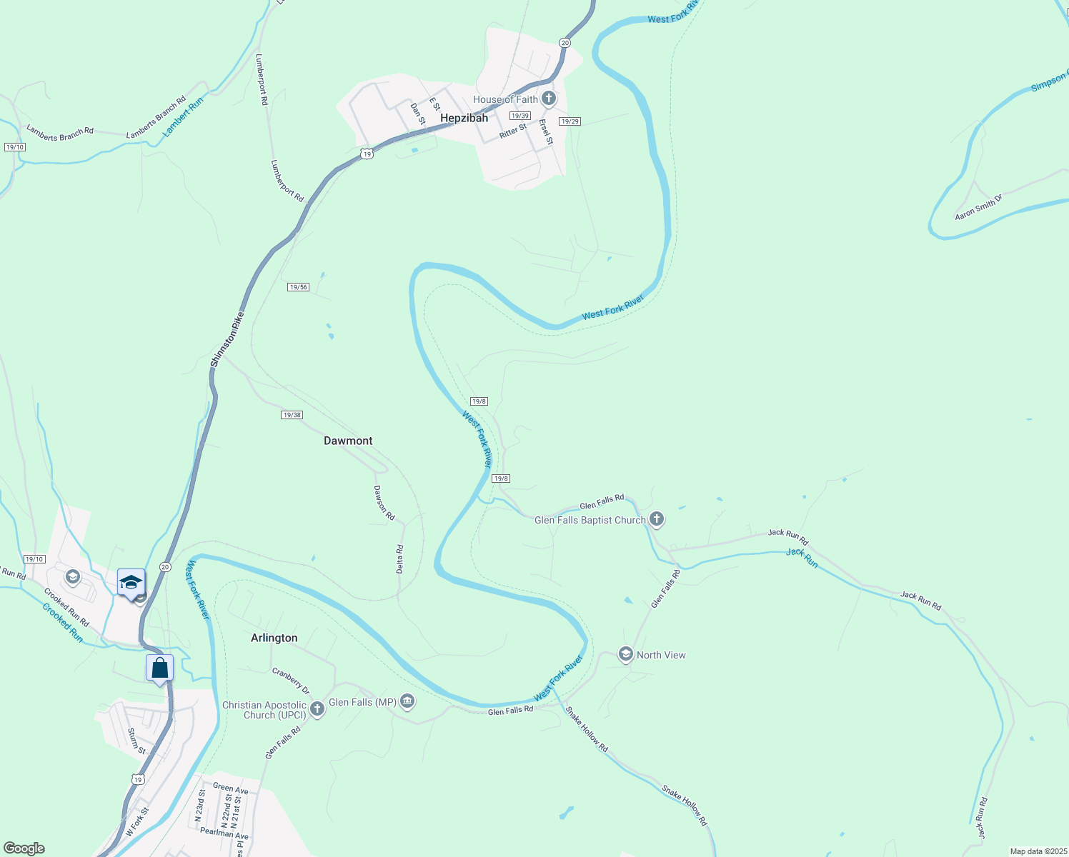 map of restaurants, bars, coffee shops, grocery stores, and more near 179 Kovar Road in Clarksburg