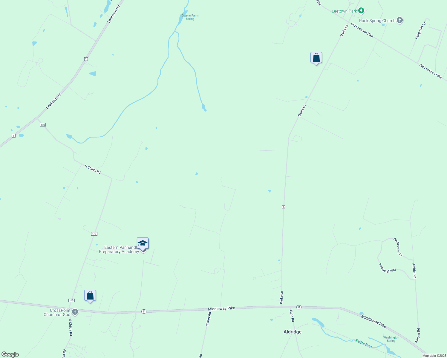 map of restaurants, bars, coffee shops, grocery stores, and more near 965 Willingham Road in Charles Town