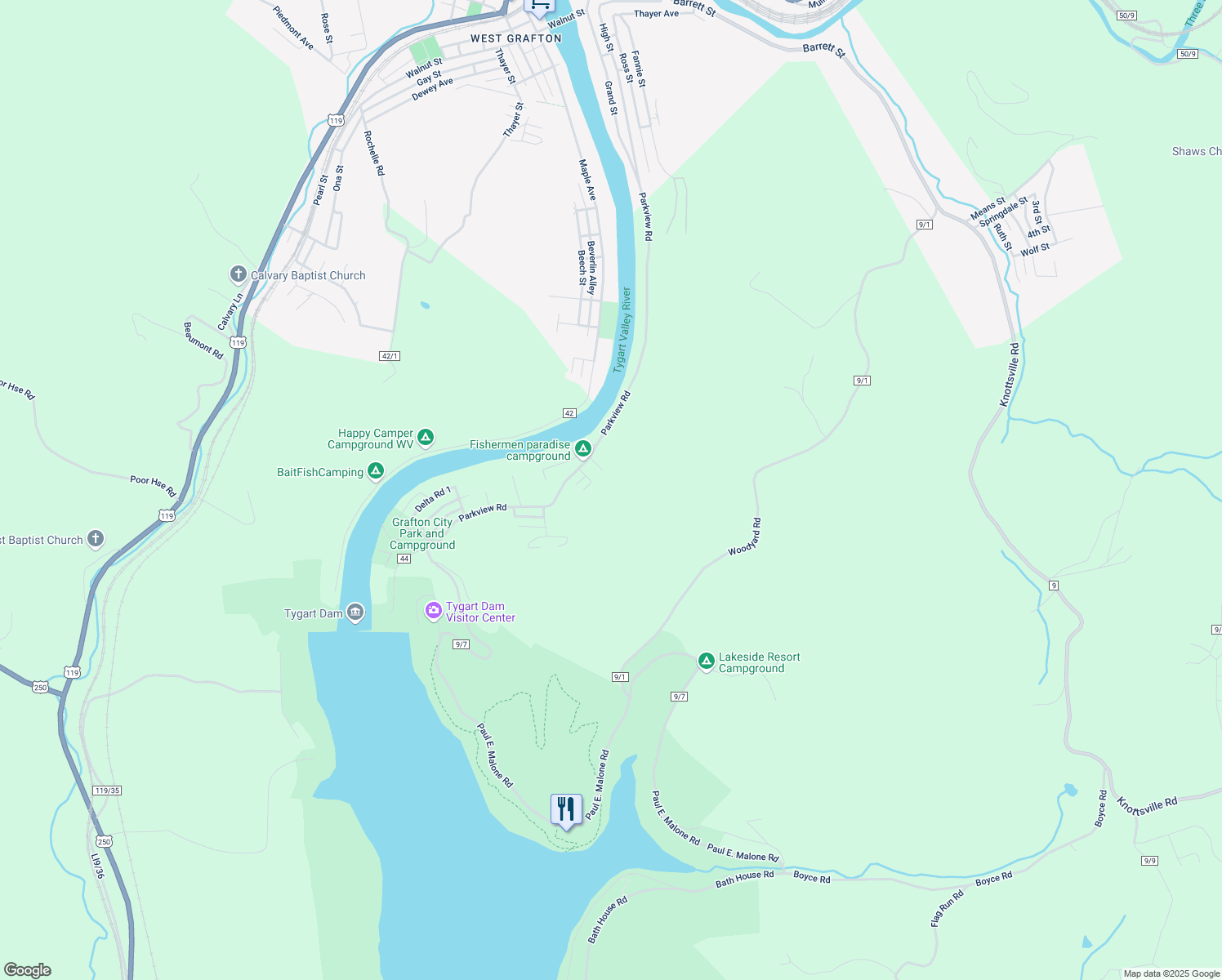 map of restaurants, bars, coffee shops, grocery stores, and more near 37 Columbia Street in Grafton