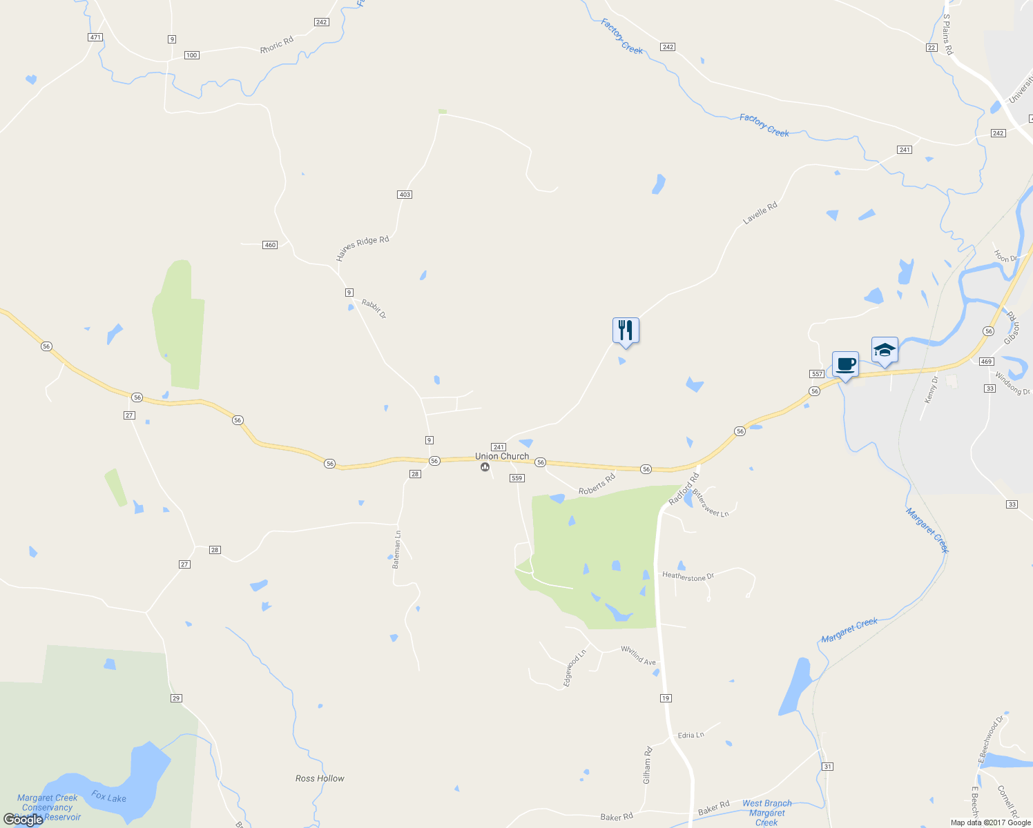 map of restaurants, bars, coffee shops, grocery stores, and more near 8031 Lavelle Road in Athens