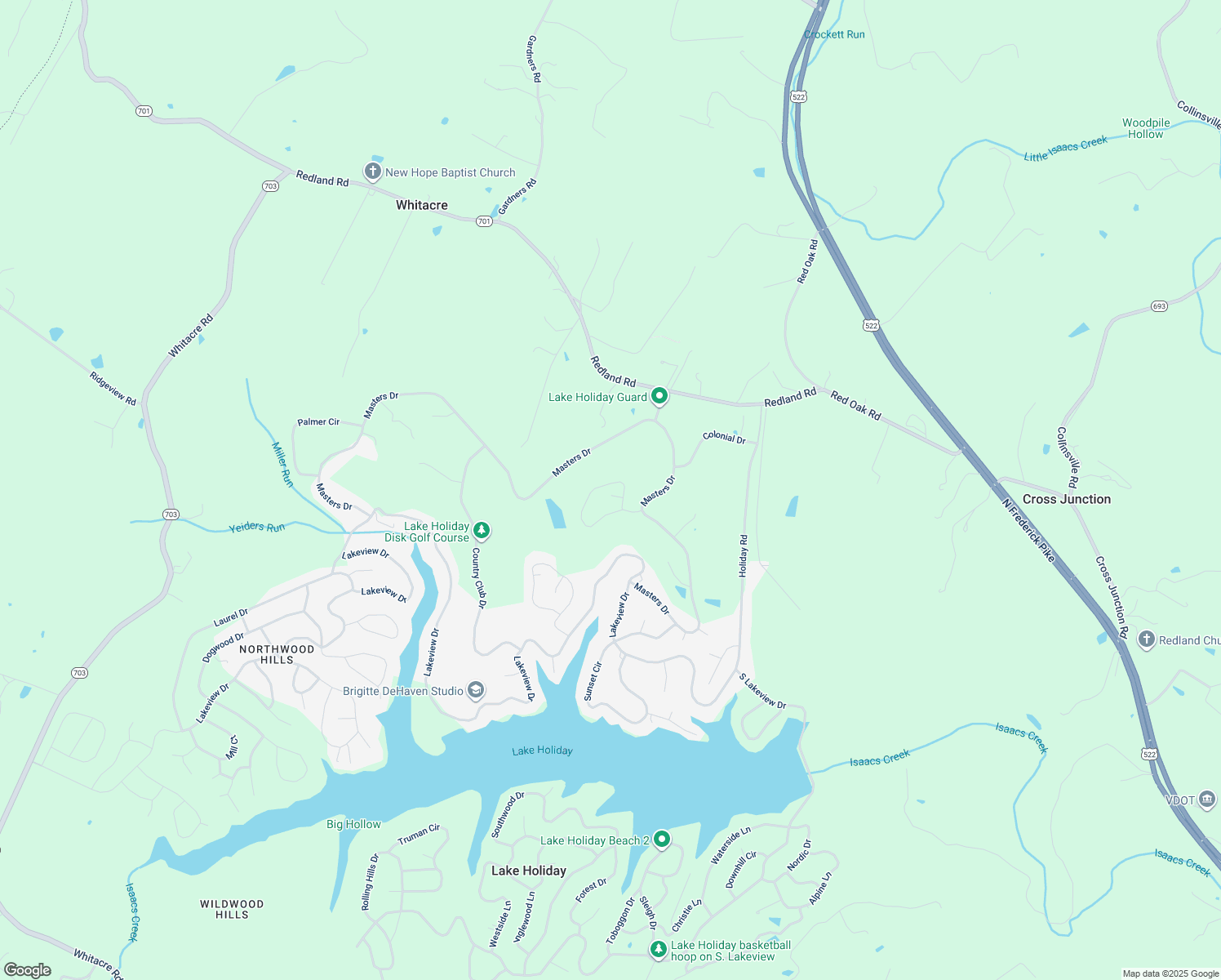 map of restaurants, bars, coffee shops, grocery stores, and more near 238 Fairway Circle in Cross Junction