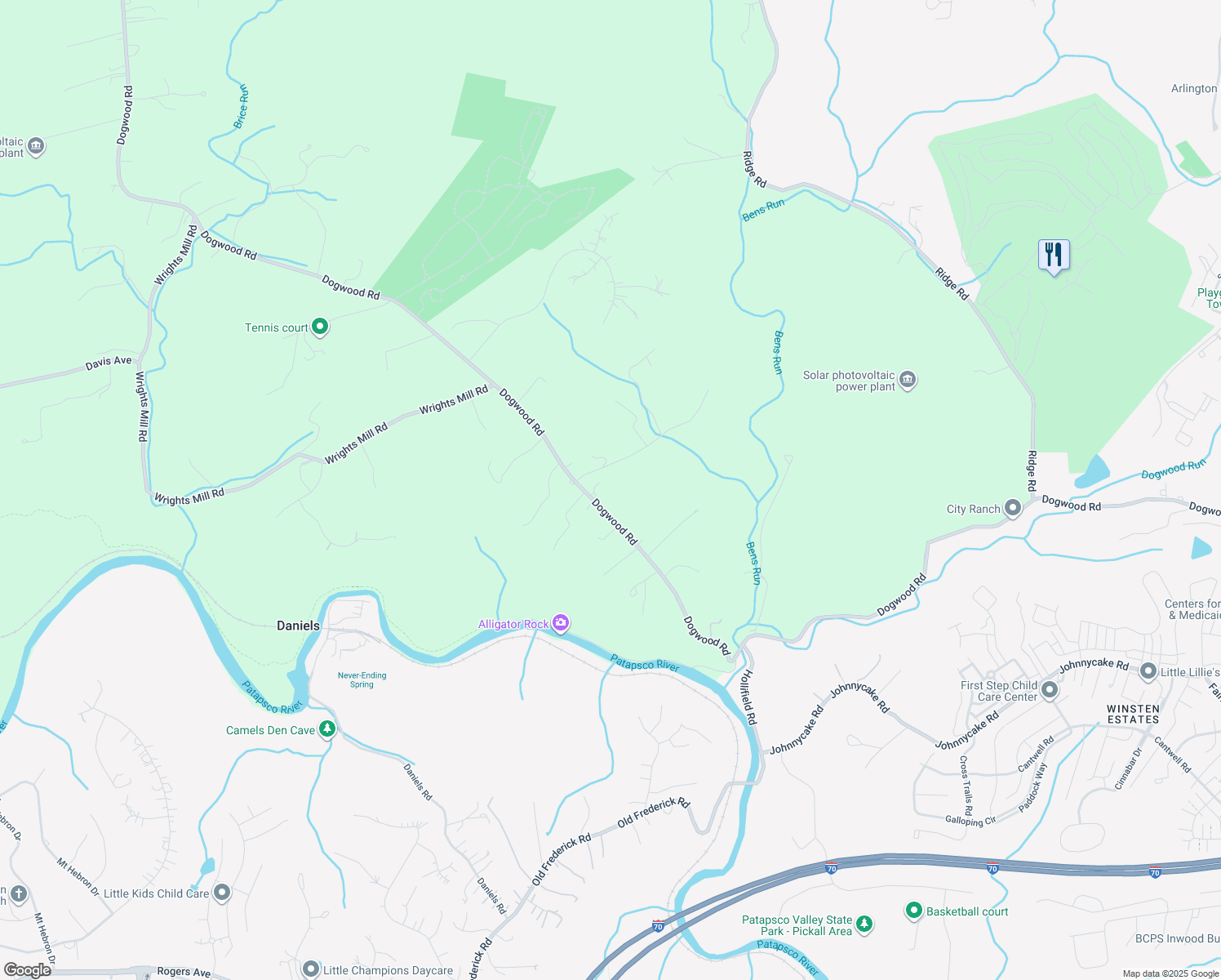 map of restaurants, bars, coffee shops, grocery stores, and more near 8422 Dogwood Road in Baltimore County