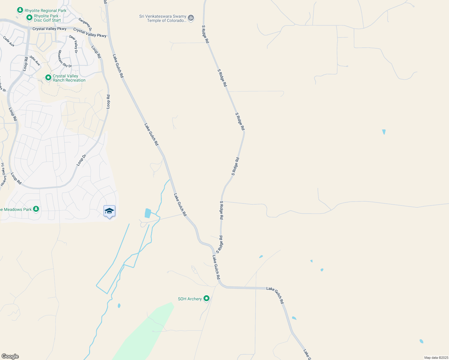 map of restaurants, bars, coffee shops, grocery stores, and more near Red Hawk Ridge Dr in Castle Rock