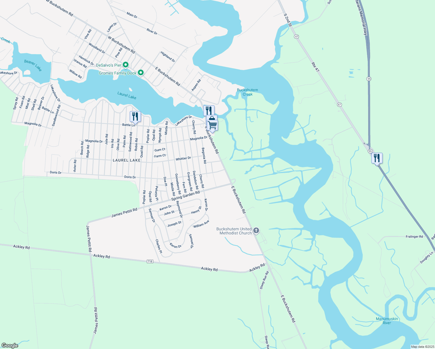 map of restaurants, bars, coffee shops, grocery stores, and more near 8111 Doris Dr in Millville