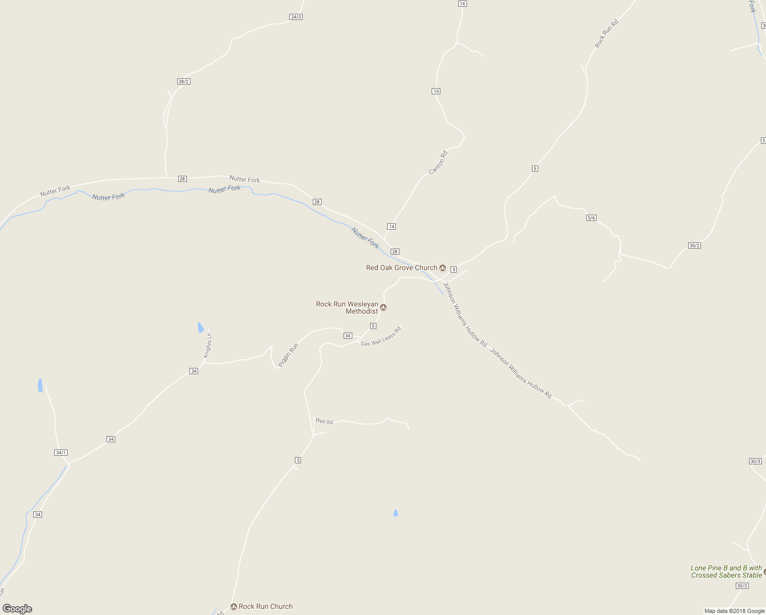 map of restaurants, bars, coffee shops, grocery stores, and more near Rock Run Road in West Union