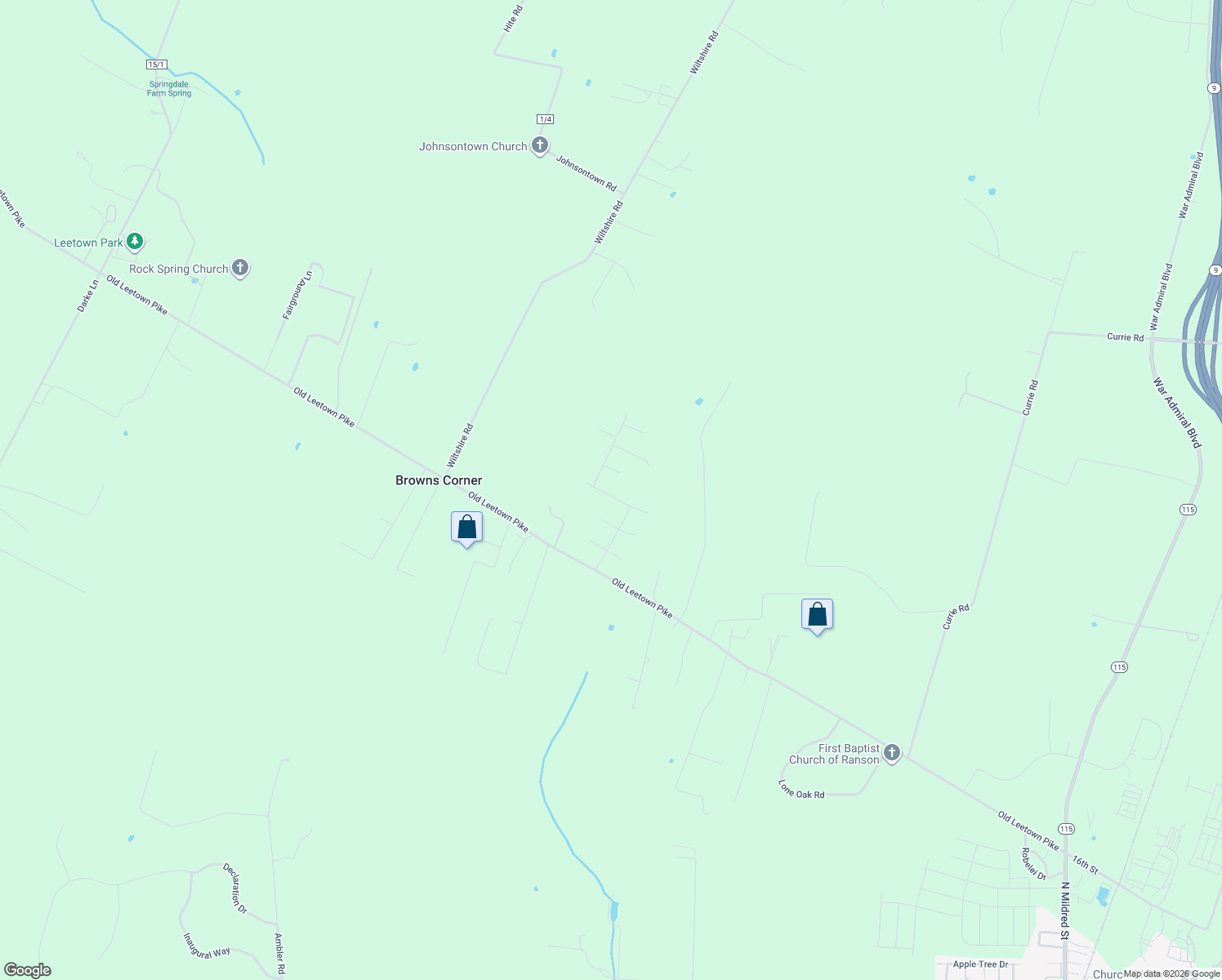 map of restaurants, bars, coffee shops, grocery stores, and more near 79 Homestead Lane in Ranson