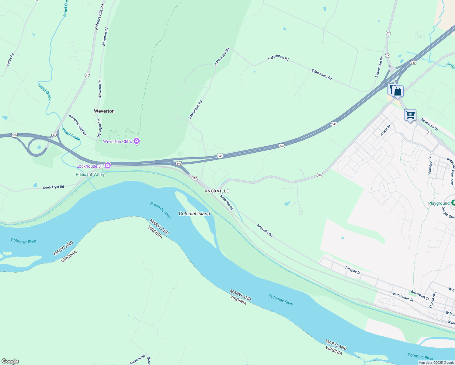 map of restaurants, bars, coffee shops, grocery stores, and more near 223 Jefferson Pike in Knoxville