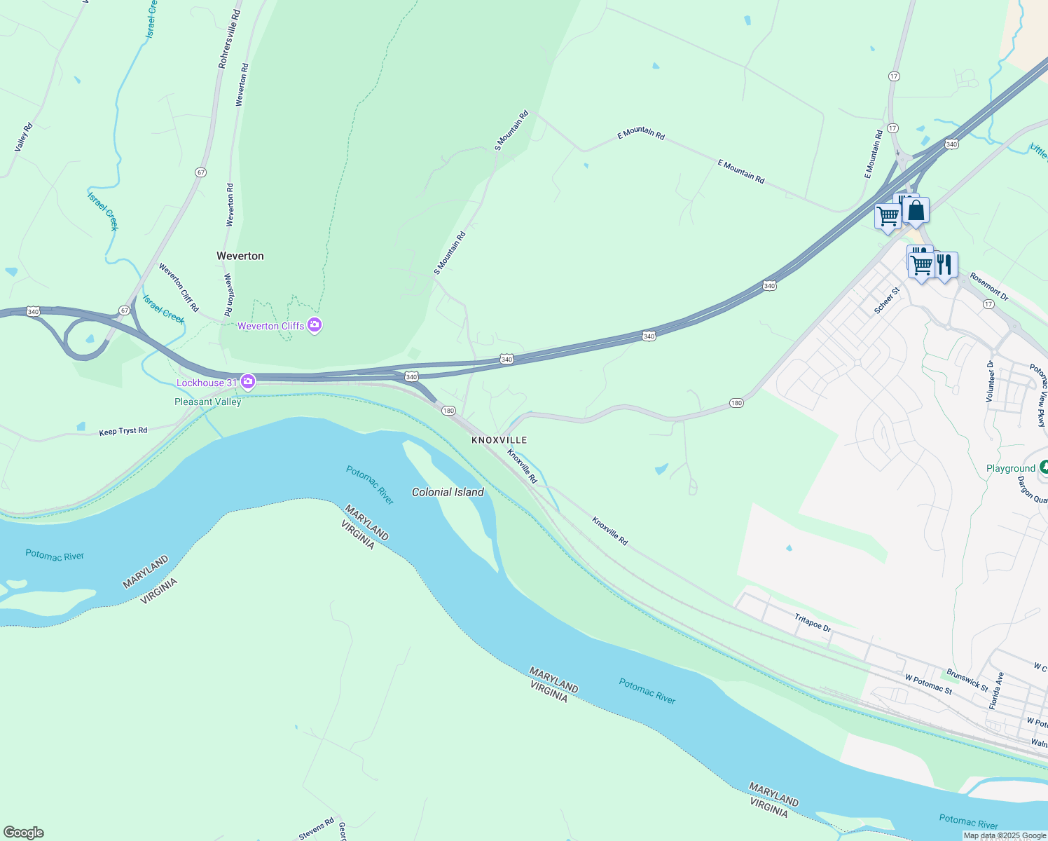 map of restaurants, bars, coffee shops, grocery stores, and more near 223 Jefferson Pike in Knoxville