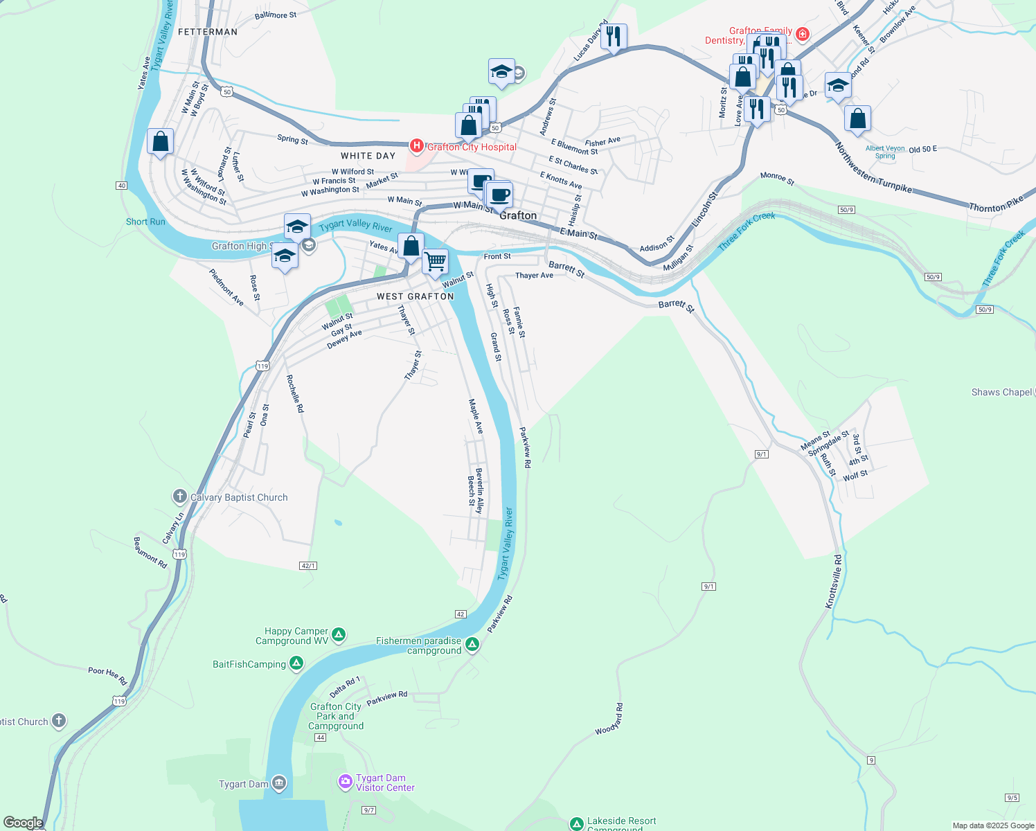 map of restaurants, bars, coffee shops, grocery stores, and more near 269 County Route 44/8 in Grafton