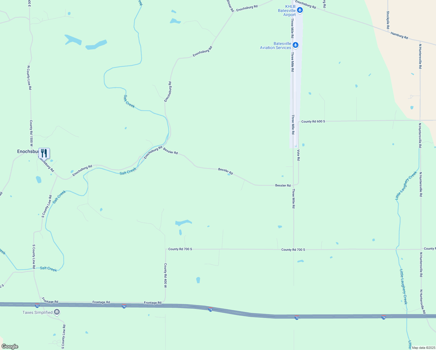 map of restaurants, bars, coffee shops, grocery stores, and more near 26132 Bessler Road in Batesville