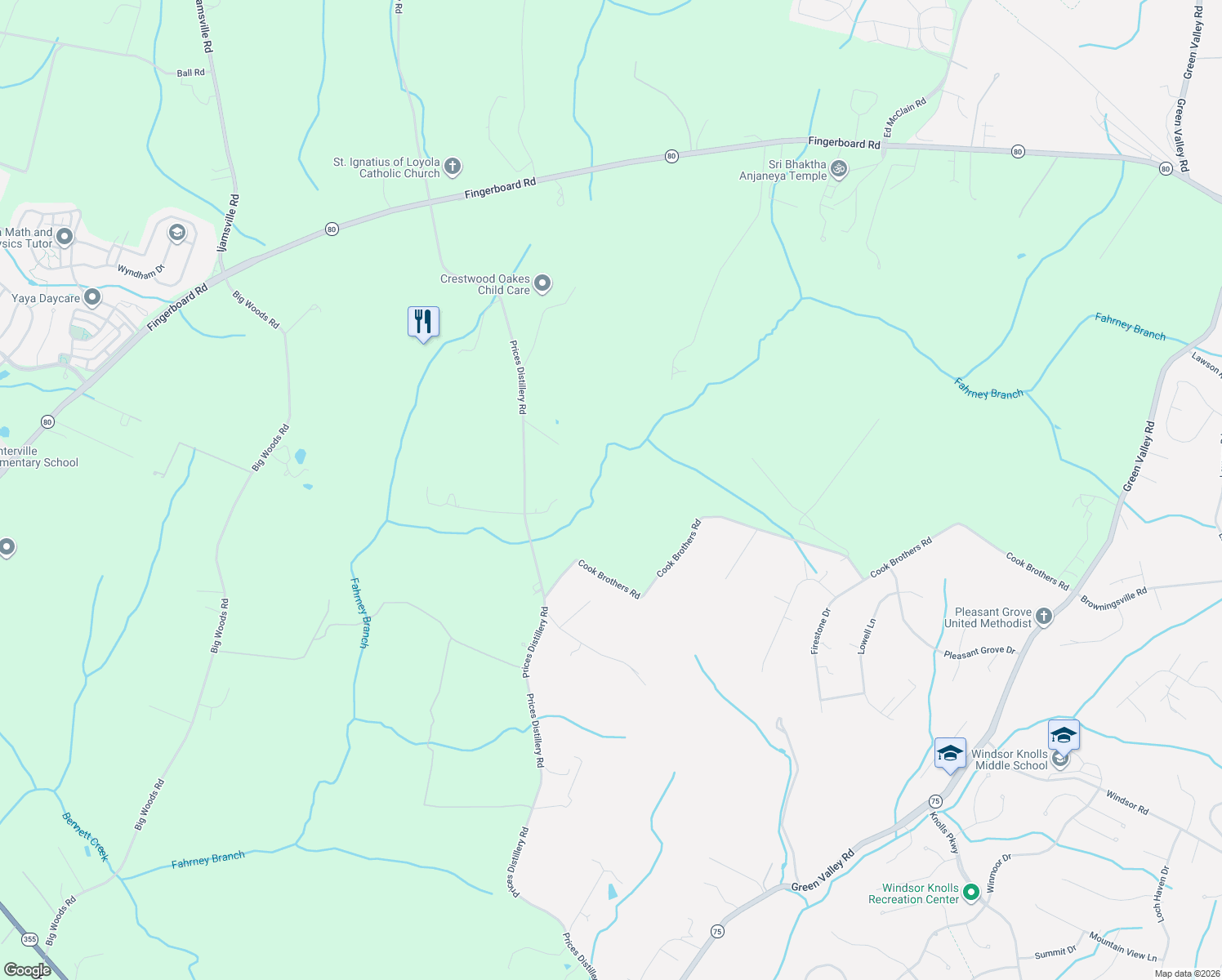 map of restaurants, bars, coffee shops, grocery stores, and more near 3723 Prices Distillery Road in Frederick County