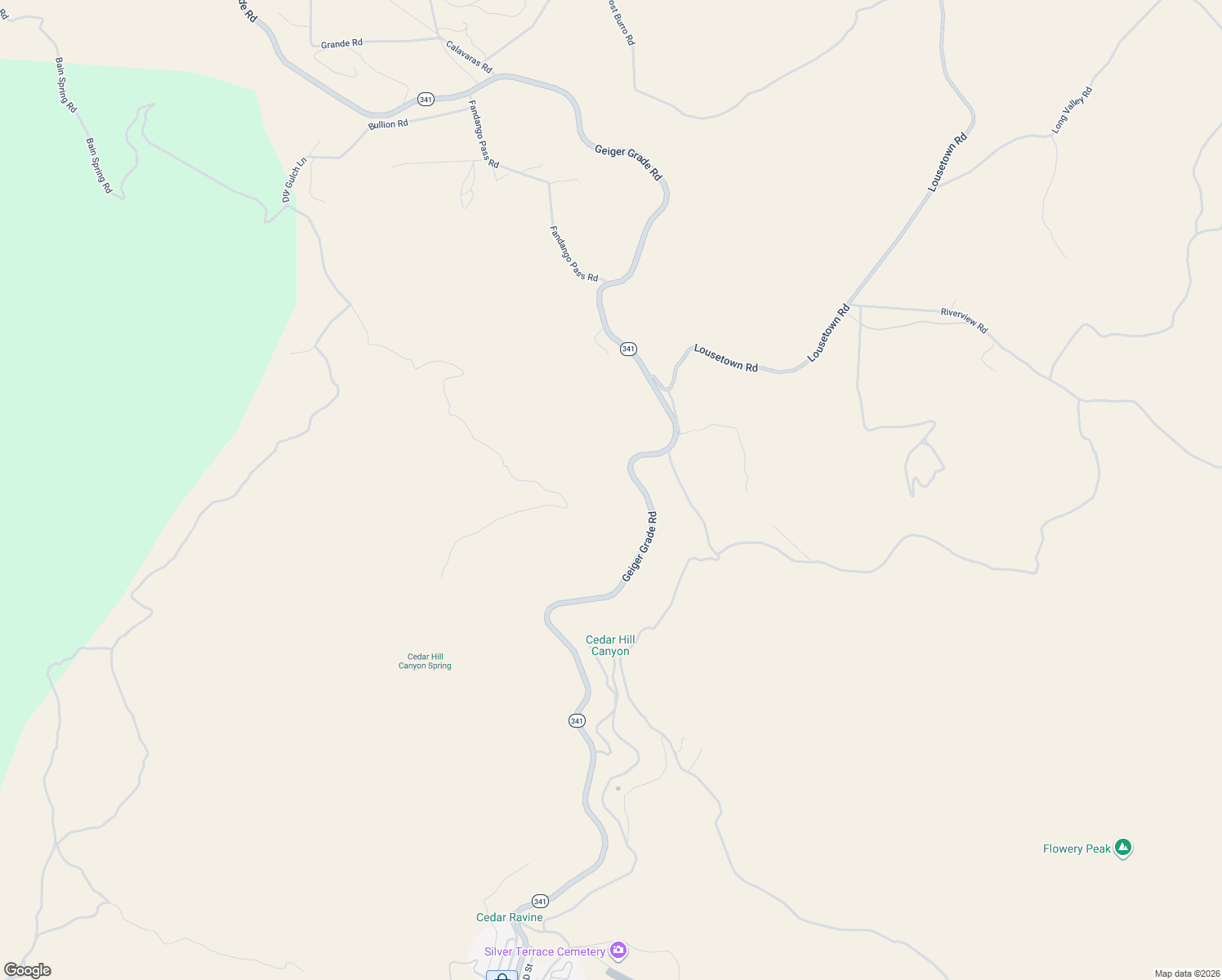 map of restaurants, bars, coffee shops, grocery stores, and more near Geiger Grade Road in Reno