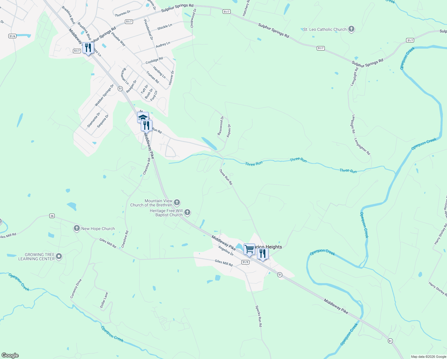 map of restaurants, bars, coffee shops, grocery stores, and more near 750 County Route 51/9 in Bunker Hill