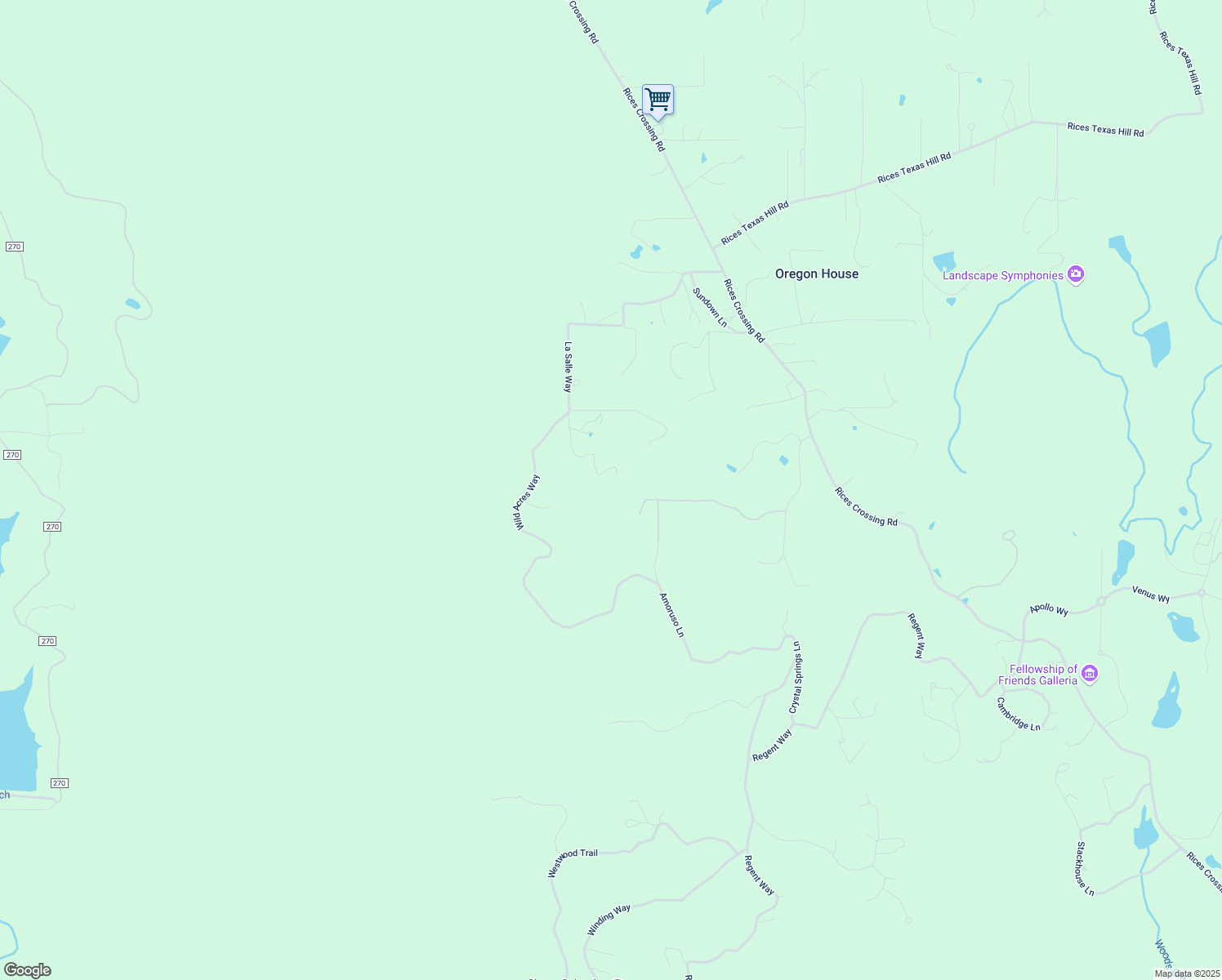map of restaurants, bars, coffee shops, grocery stores, and more near 12936 La Salle Way in Oregon House