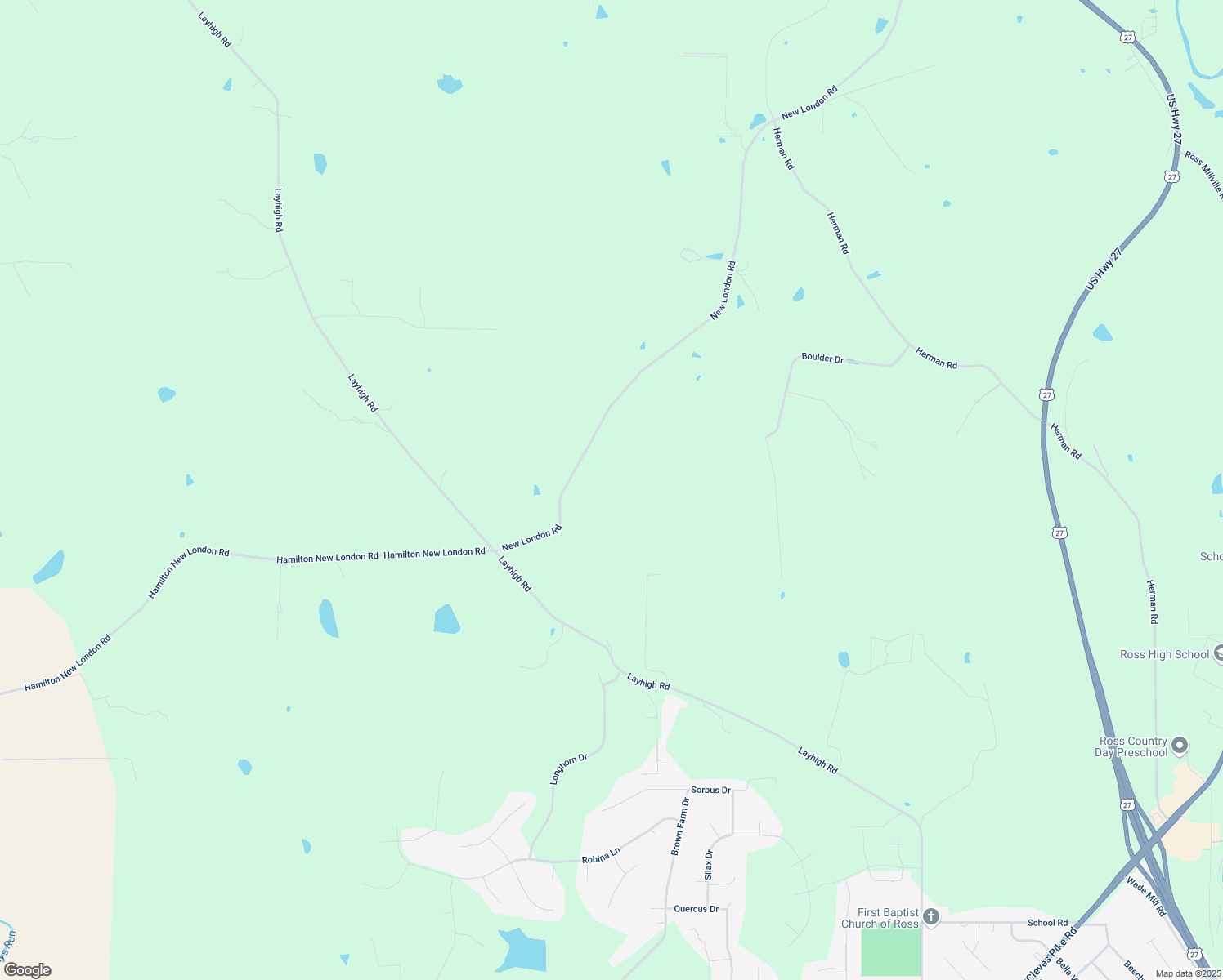 map of restaurants, bars, coffee shops, grocery stores, and more near 3134 Hamilton New London Road in Hamilton