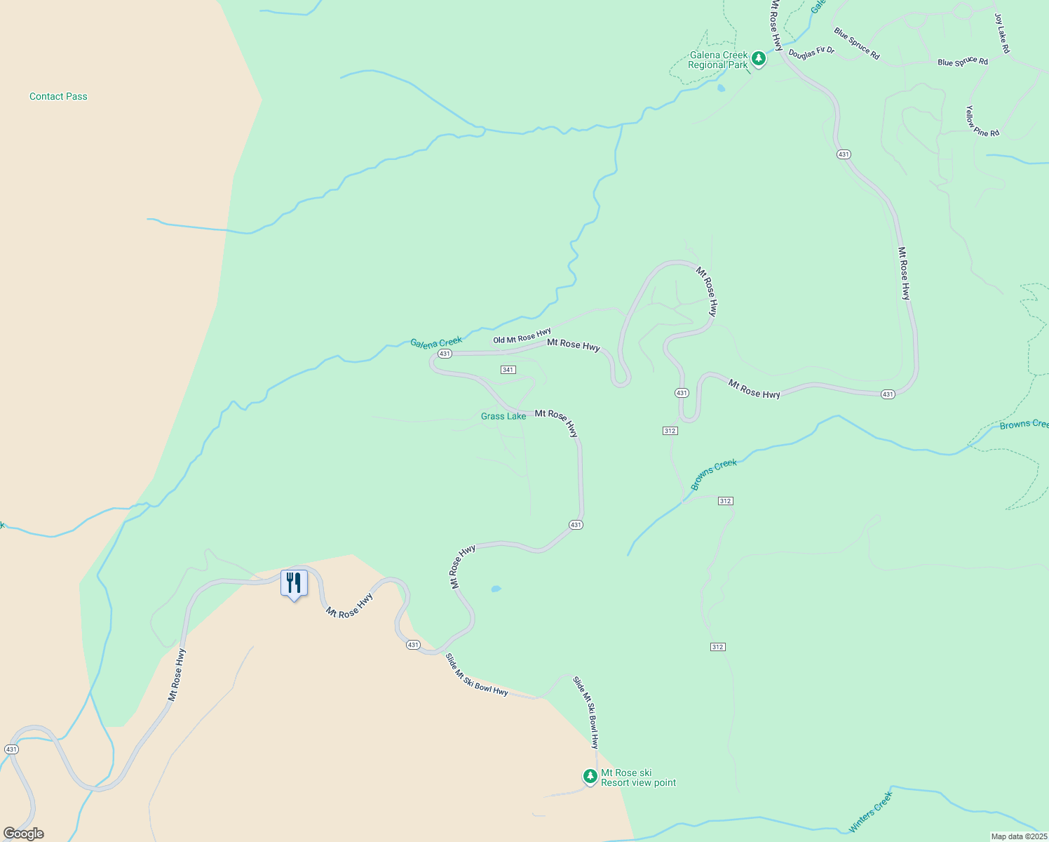 map of restaurants, bars, coffee shops, grocery stores, and more near 11000 Mount Rose Highway in Reno