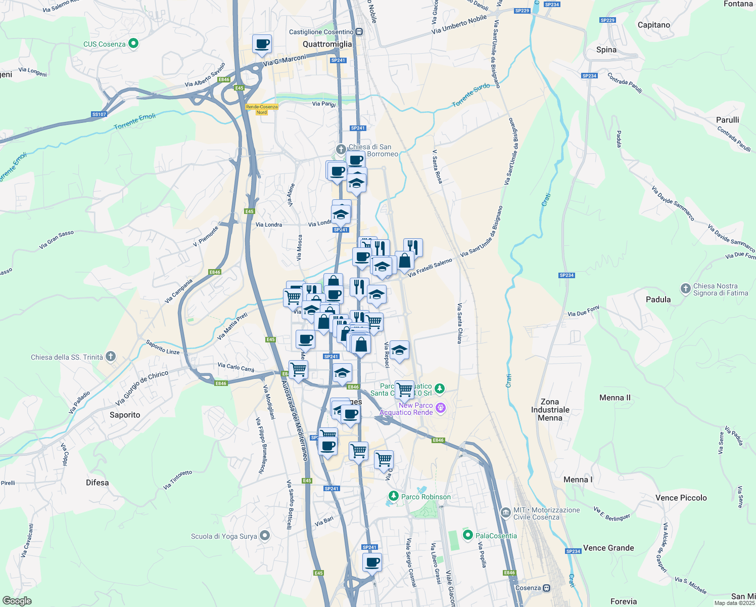 map of restaurants, bars, coffee shops, grocery stores, and more near 20 Via Repaci in Roges