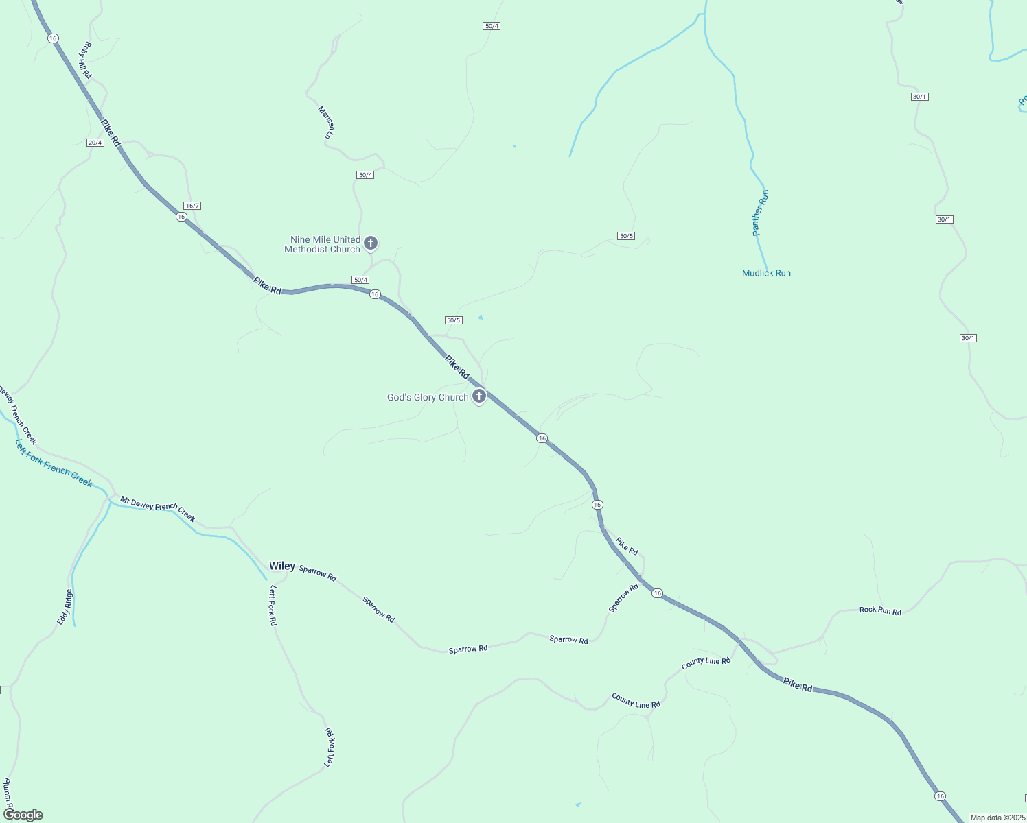 map of restaurants, bars, coffee shops, grocery stores, and more near West Virginia 16 in Saint Marys