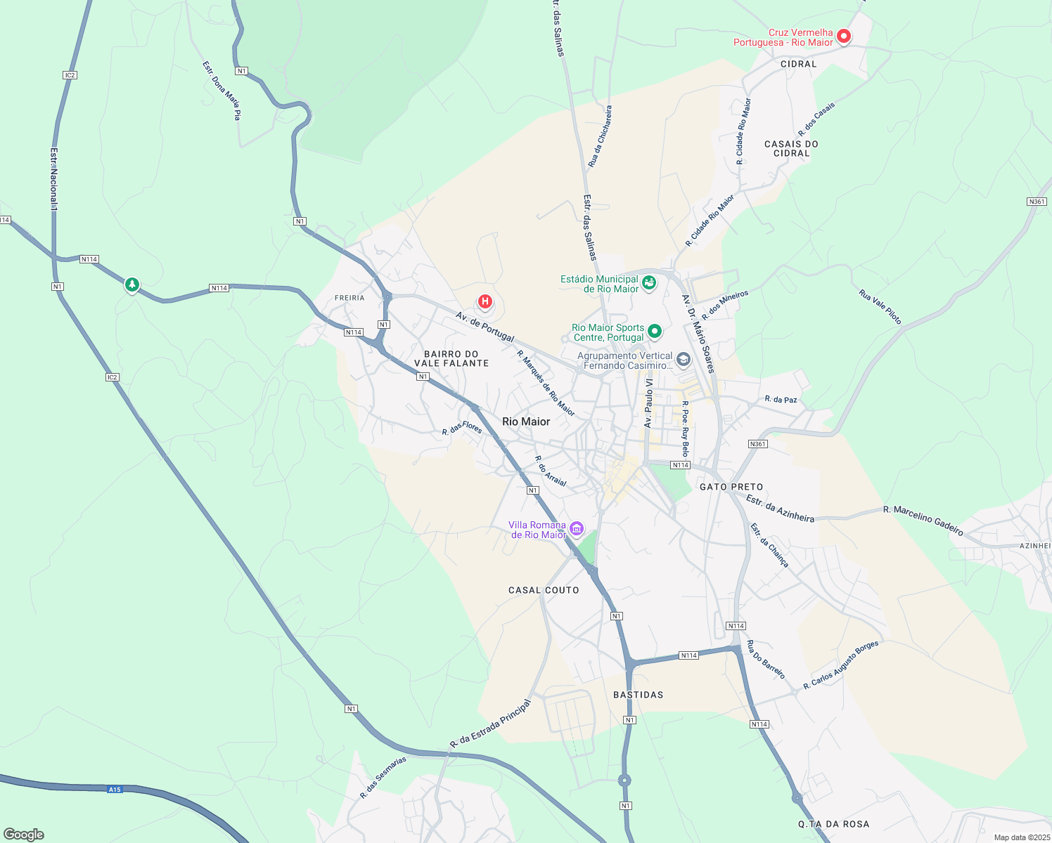 map of restaurants, bars, coffee shops, grocery stores, and more near in Rio Maior