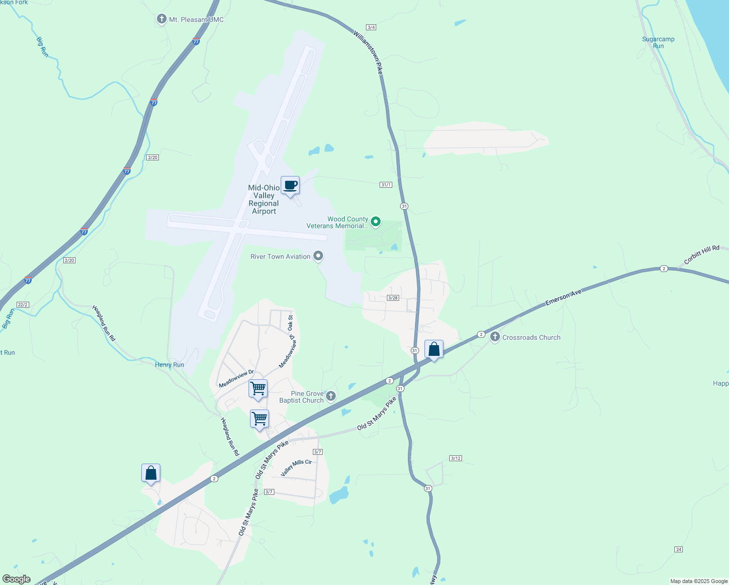 map of restaurants, bars, coffee shops, grocery stores, and more near 166 Ponderosa Dr in Williamstown