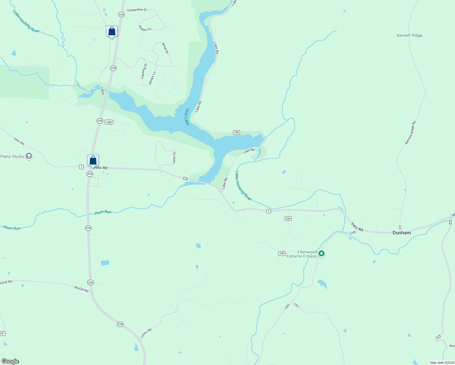map of restaurants, bars, coffee shops, grocery stores, and more near 114 Lake Road in Belpre