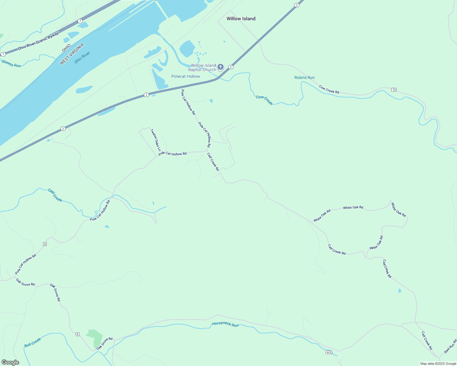 map of restaurants, bars, coffee shops, grocery stores, and more near Pole Cat Hollow Road in Pleasants County