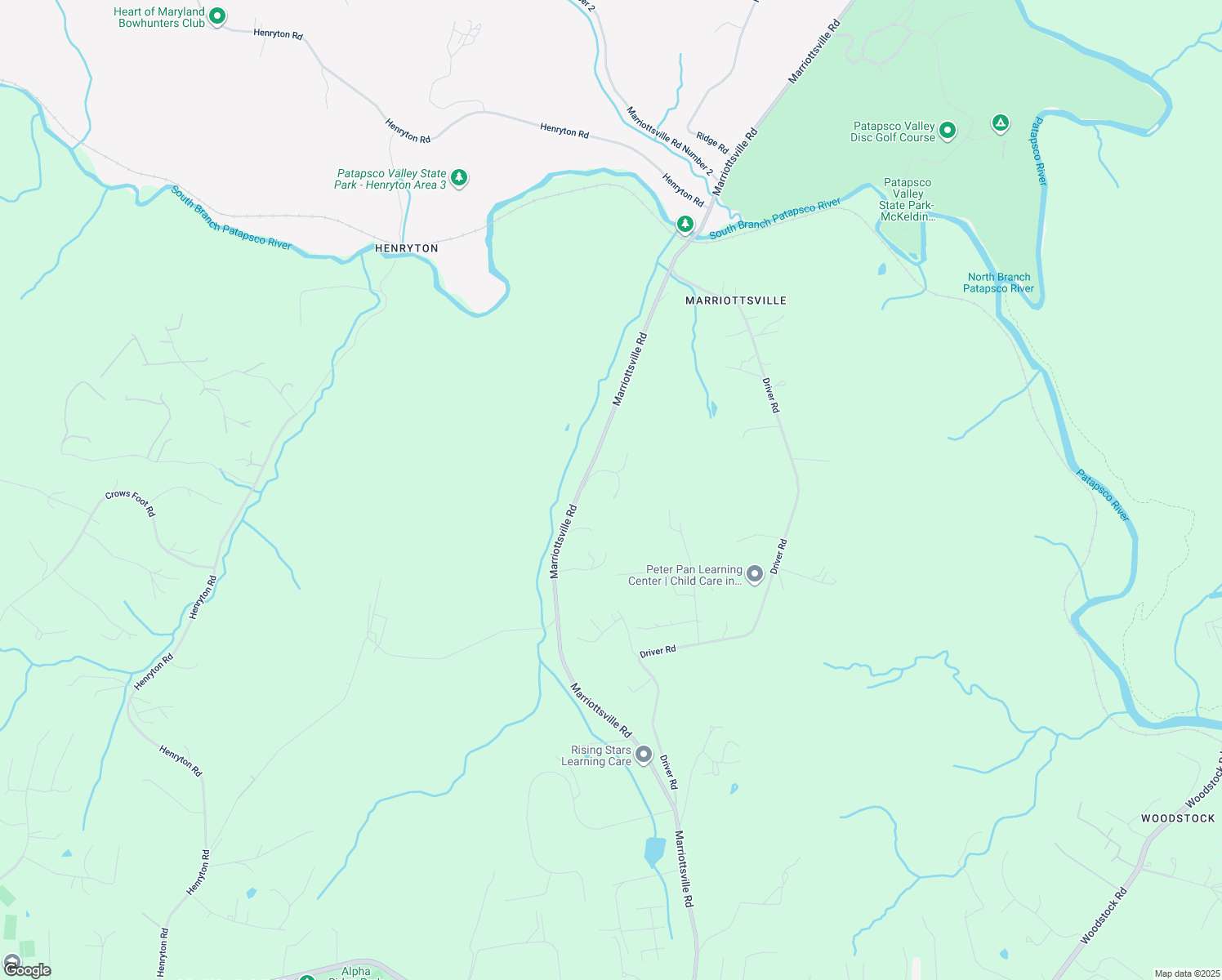 map of restaurants, bars, coffee shops, grocery stores, and more near 1055 Marriottsville Road in Howard County