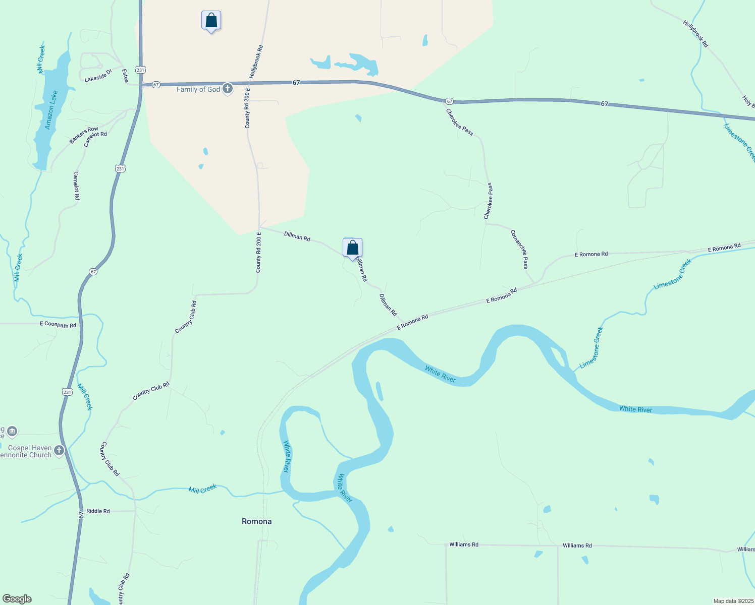 map of restaurants, bars, coffee shops, grocery stores, and more near 2700 Dillman Road in Spencer
