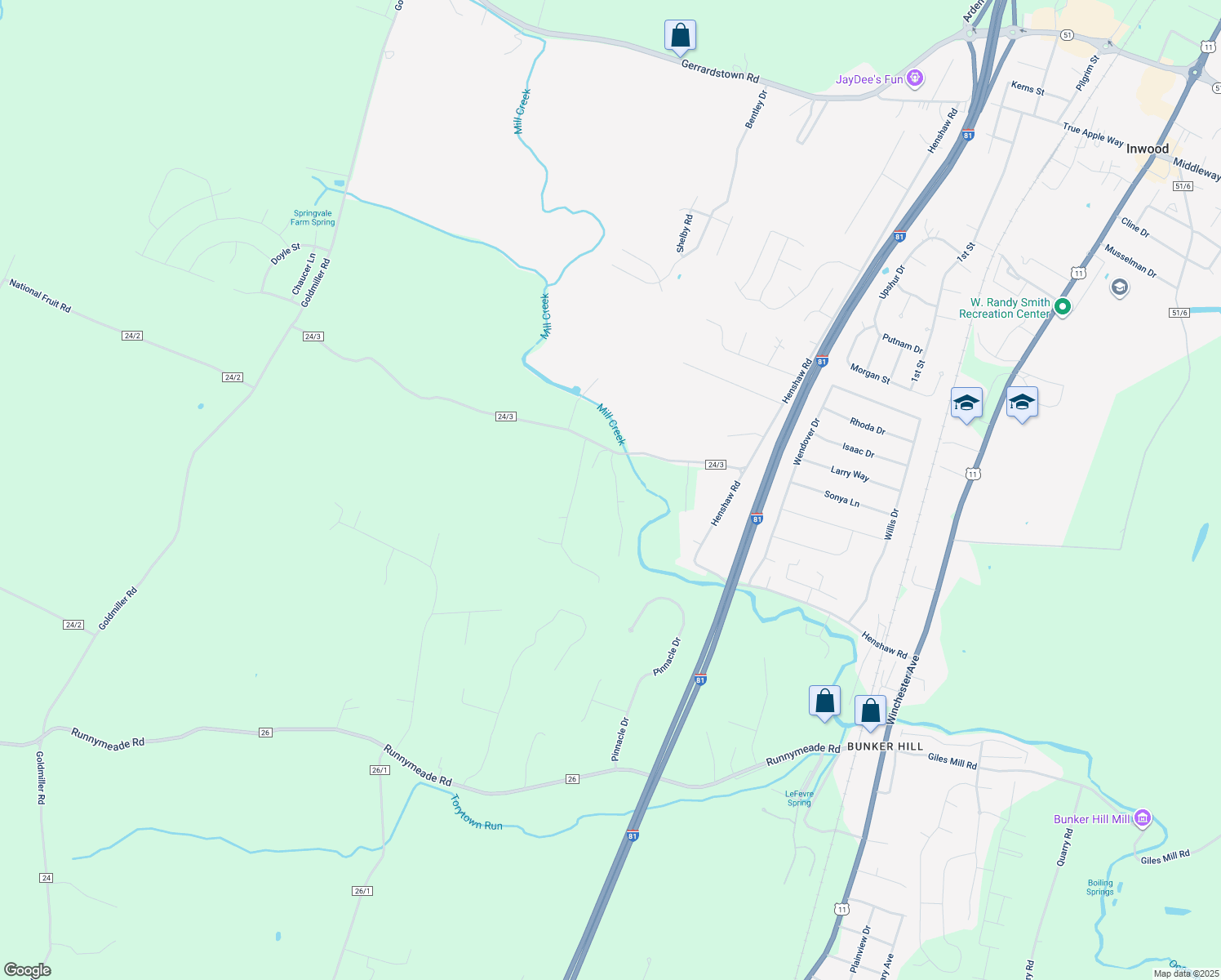 map of restaurants, bars, coffee shops, grocery stores, and more near 112 Chimney Drive in Bunker Hill